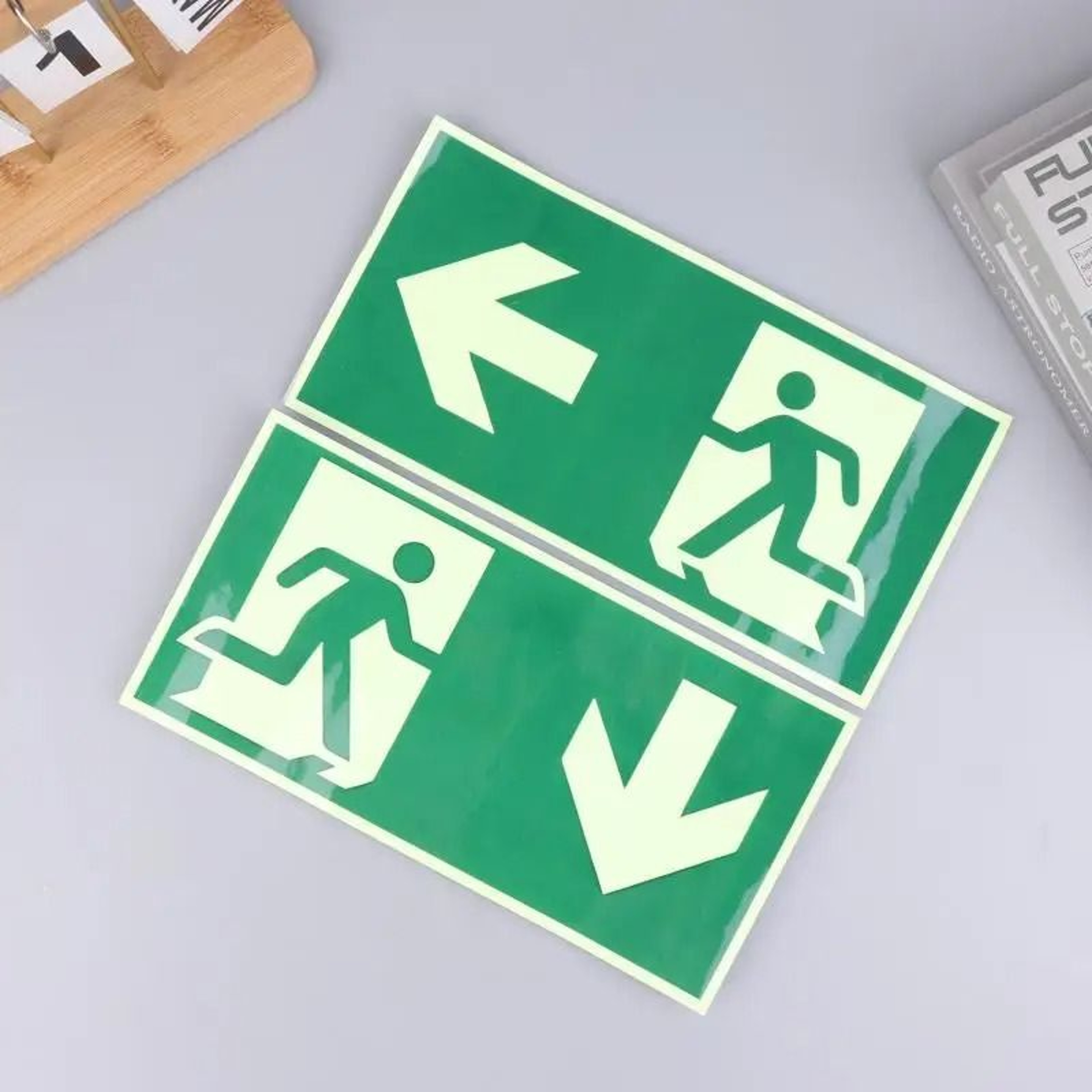 Glow Safe Photoluminescent Emergency Exit Sign Green Fire Evacuation Wall Sticker 6