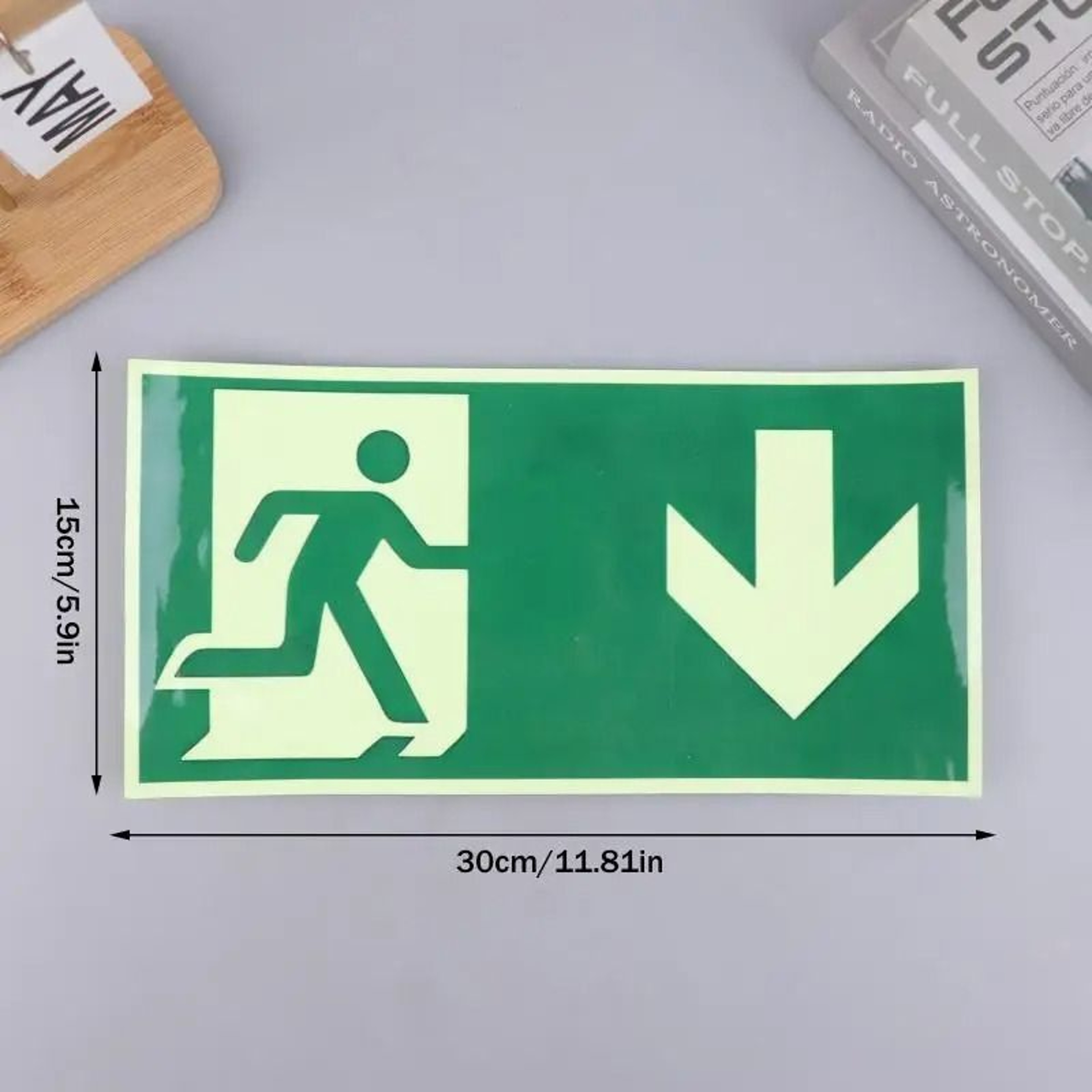 Glow Safe Photoluminescent Emergency Exit Sign Green Fire Evacuation Wall Sticker 8