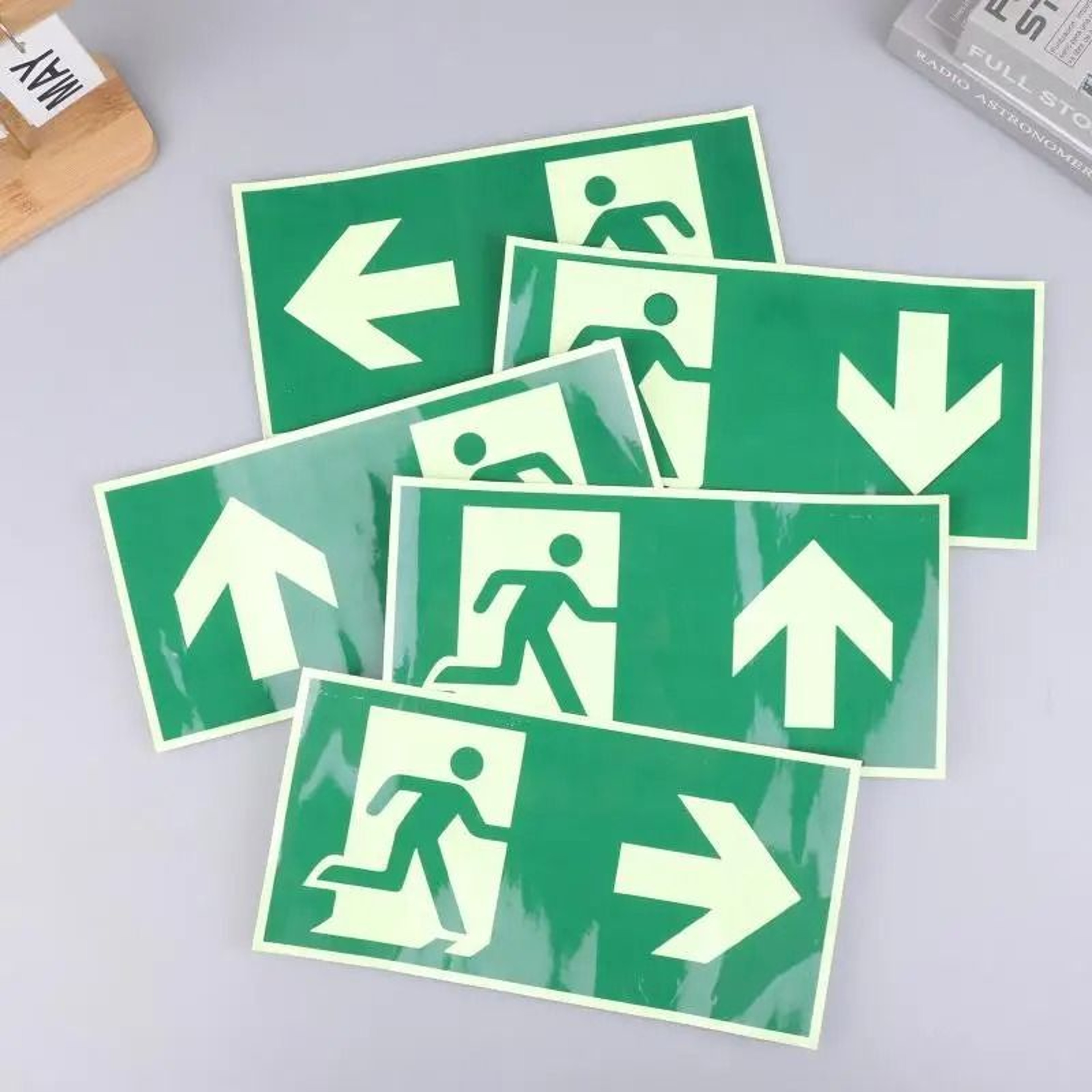 Glow Safe Photoluminescent Emergency Exit Sign Green Fire Evacuation Wall Sticker 10