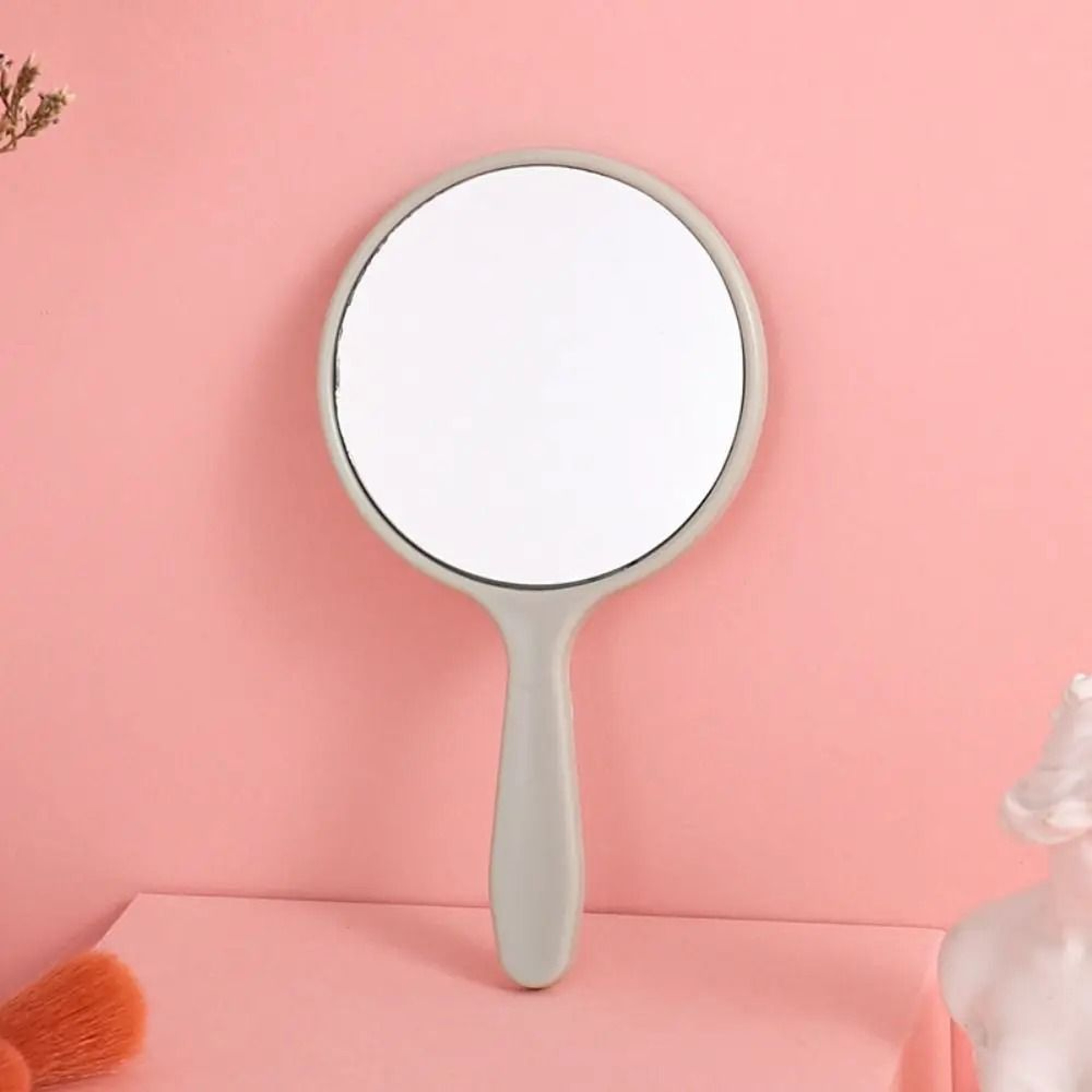 Durable Round Handheld Makeup Mirror Portable Anti Fall Beauty Vanity Mirror 14
