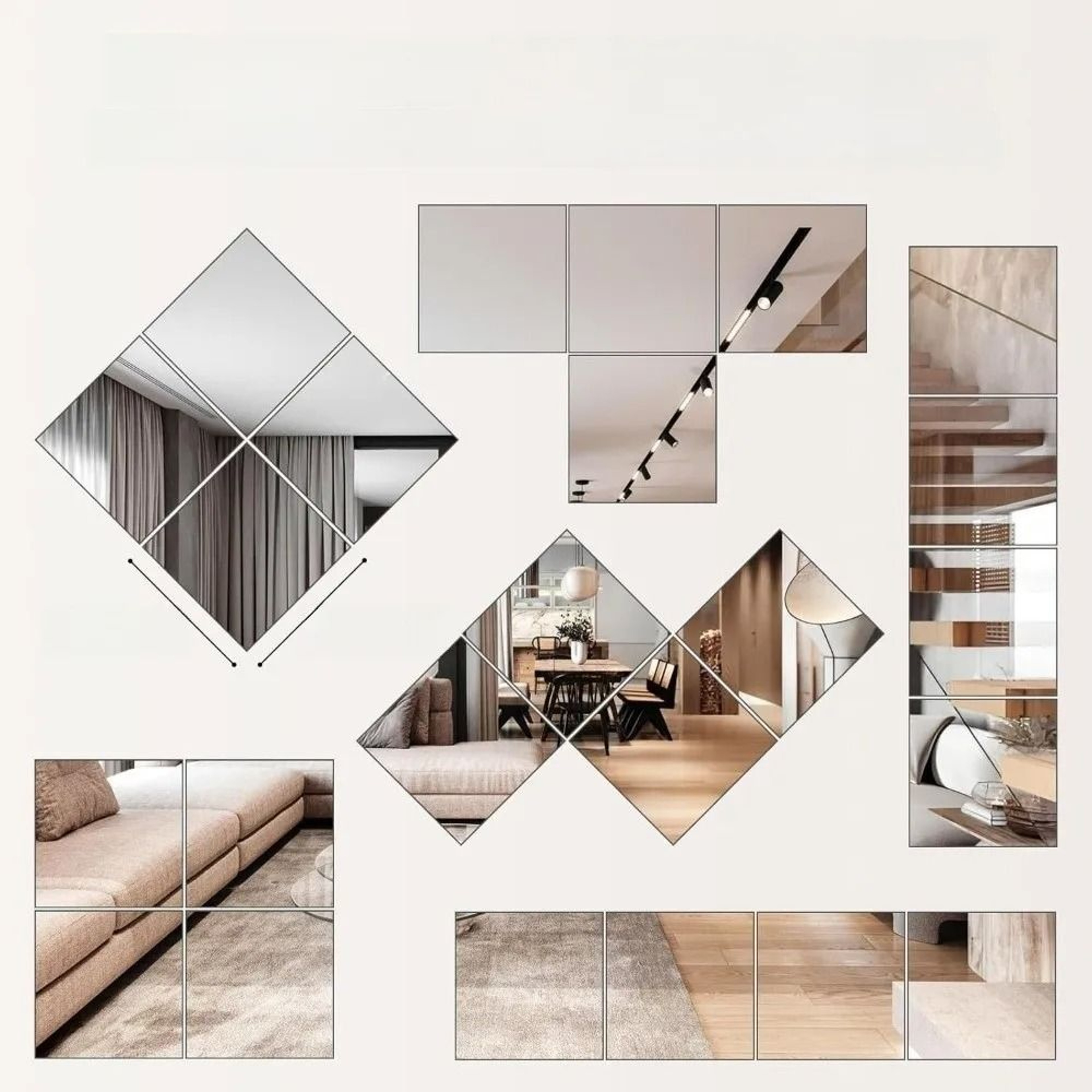 Shatterproof Self Adhesive Acrylic Mirror Sheet 16mm Non Glass DIY Mirror Tile 8