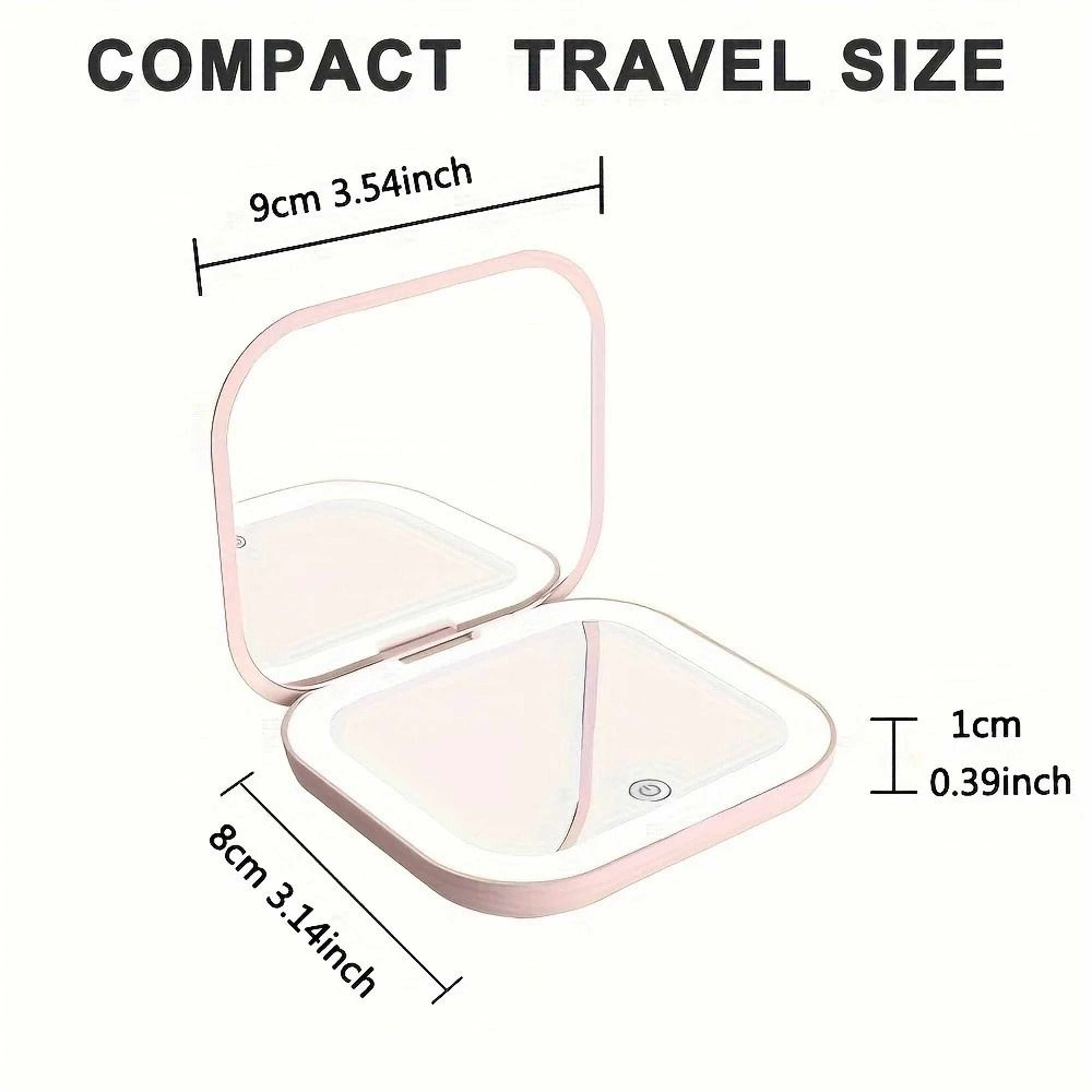Compact LED Pocket Makeup Mirror 2X Magnifying Folding Travel Beauty Mirror 3