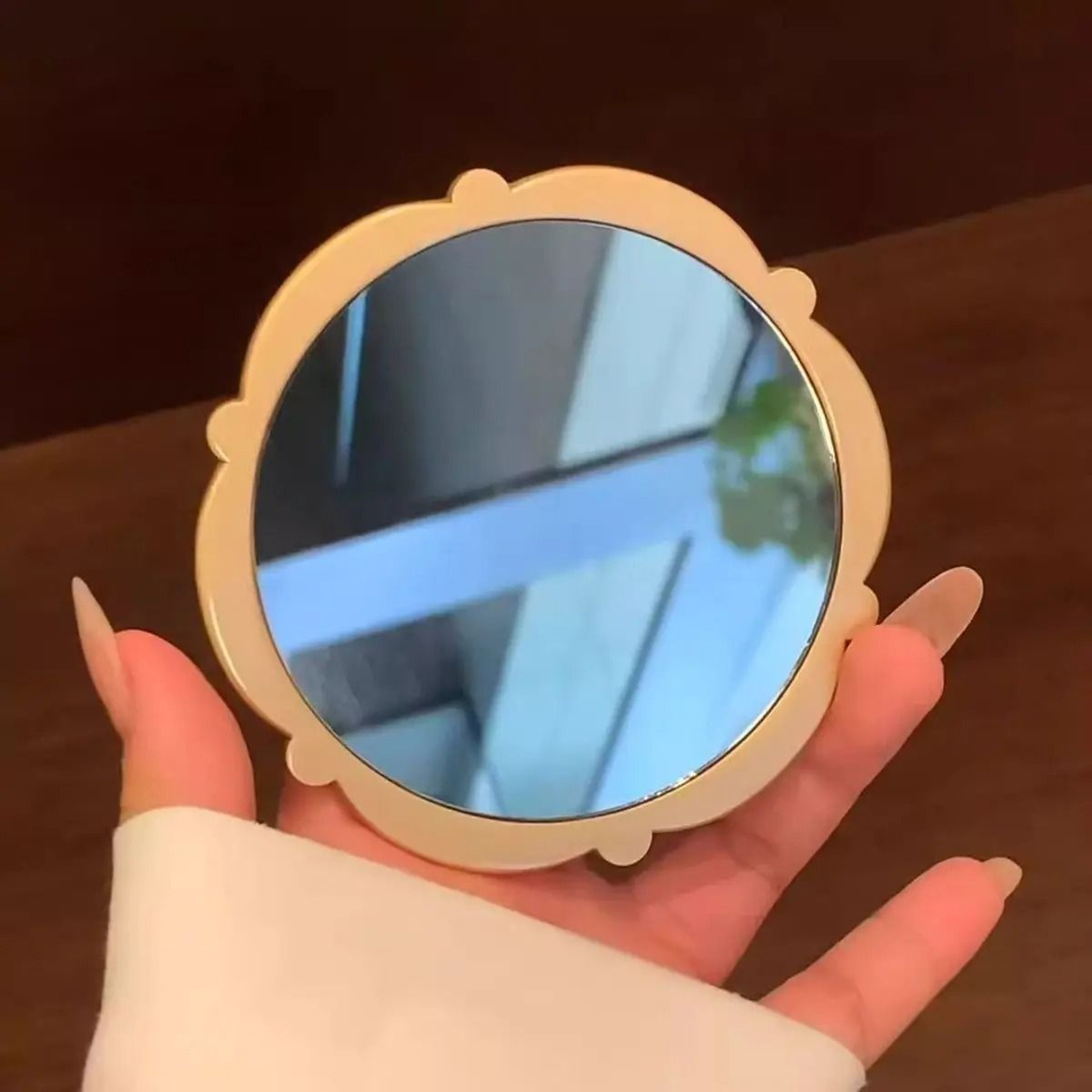 Beijing Hibiscus Handheld Makeup Mirror Portable Chinese Style Travel Souvenir Mirror 10