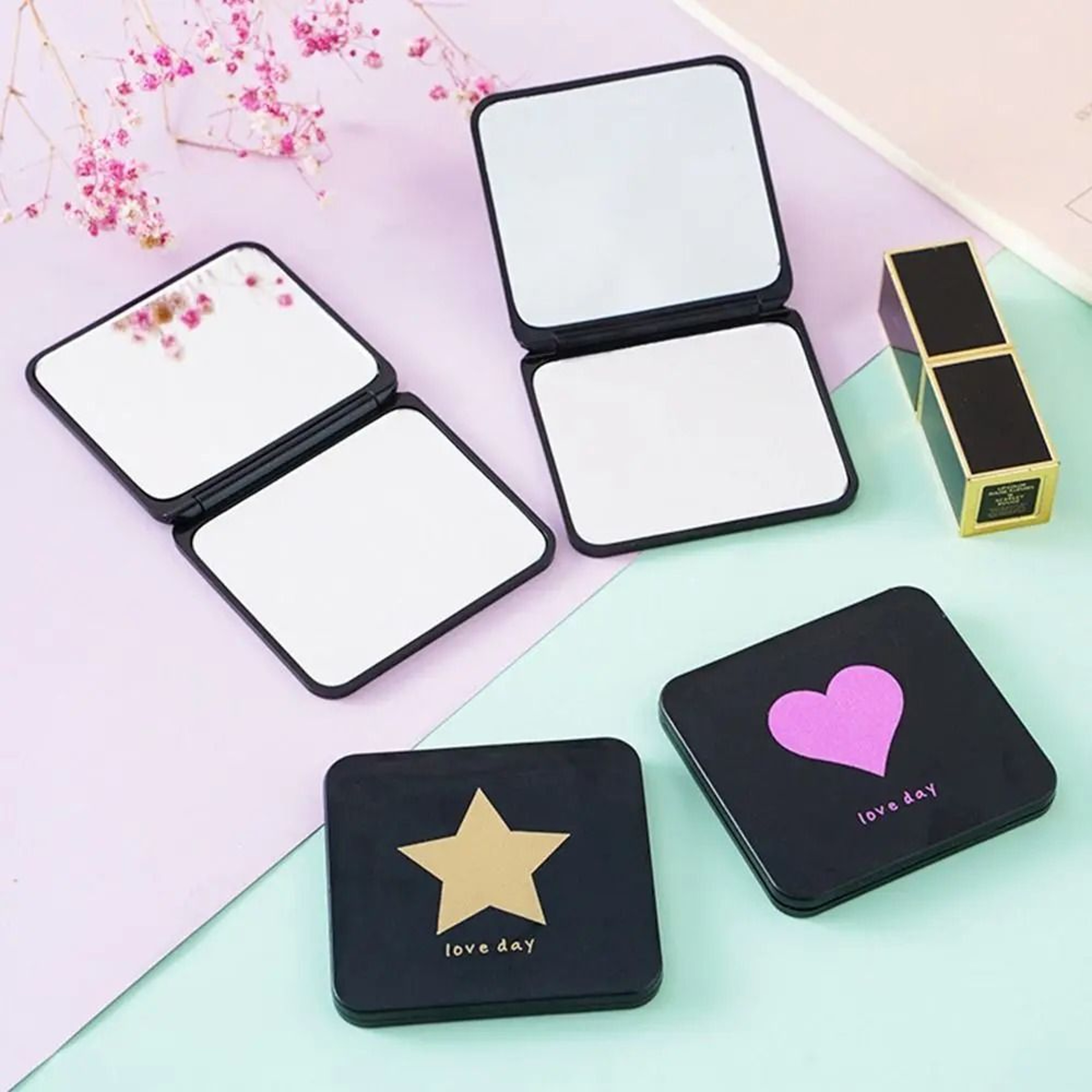 Durable Double Sided Pocket Mirror Square Foldable Travel Makeup Mirror 8