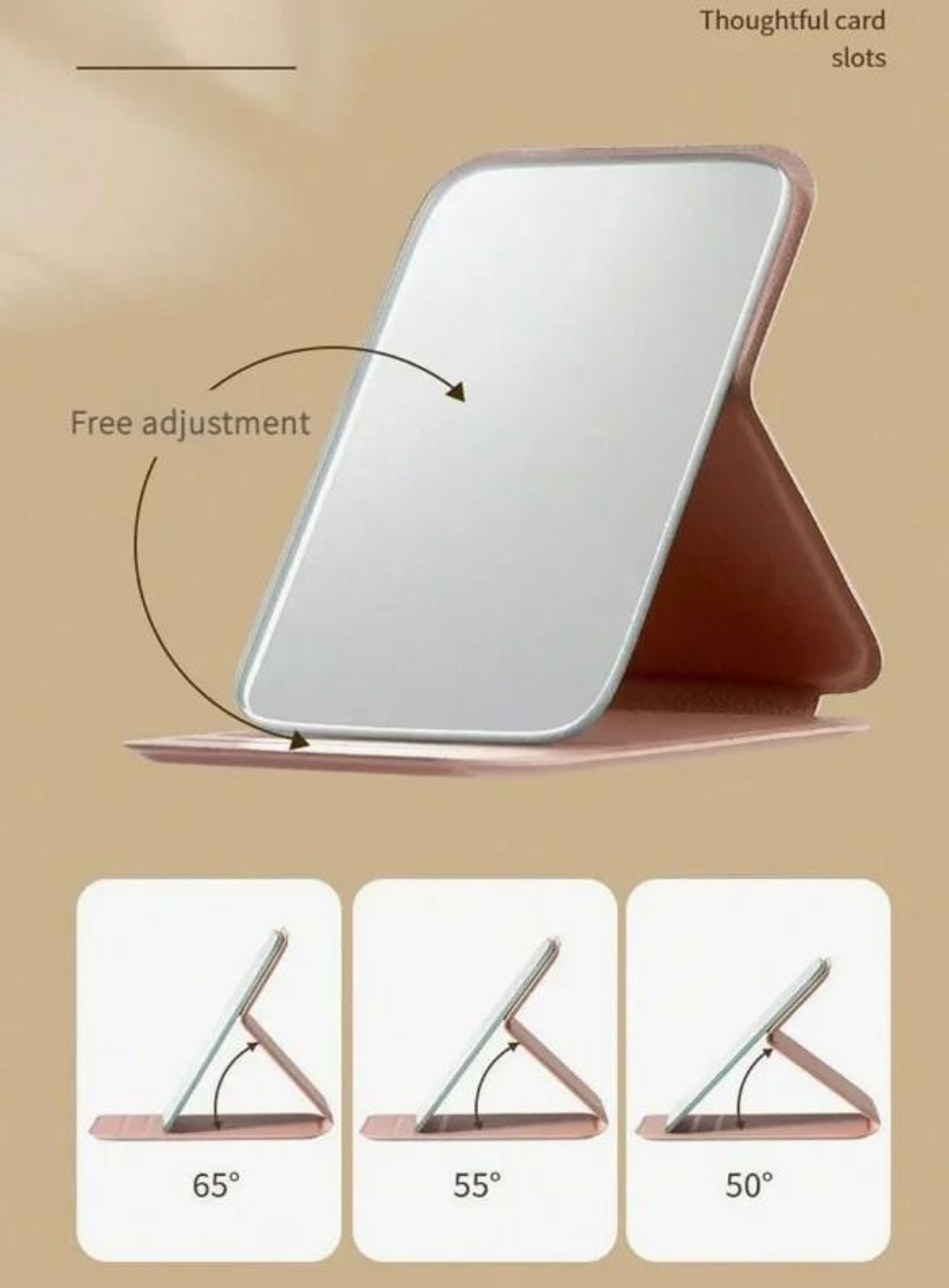 PU Leather Folding Makeup Mirror Portable Compact Travel Vanity Mirror 6