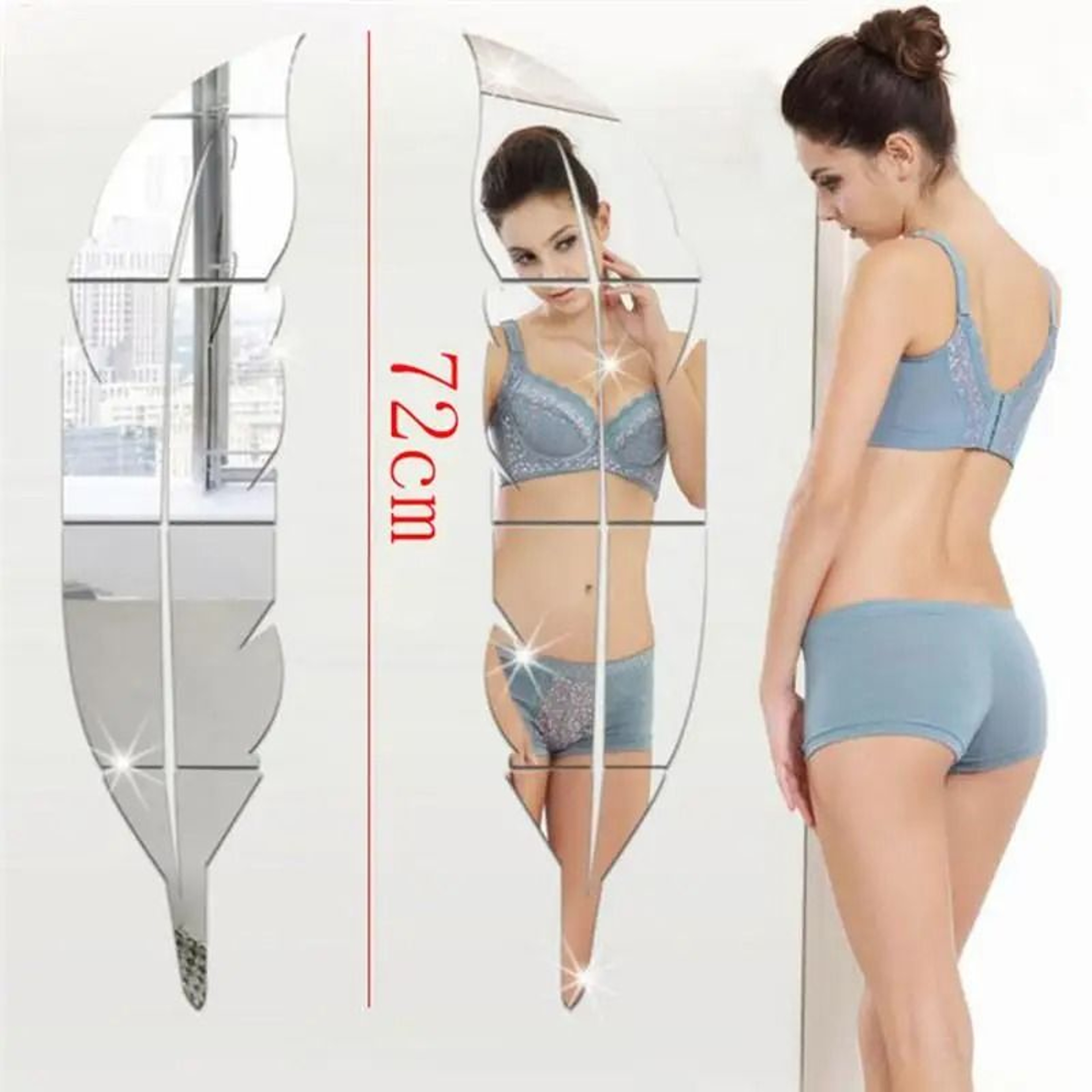 Silver Acrylic Mirror Sticker Peel And Stick Decorative Wall Mirror 1
