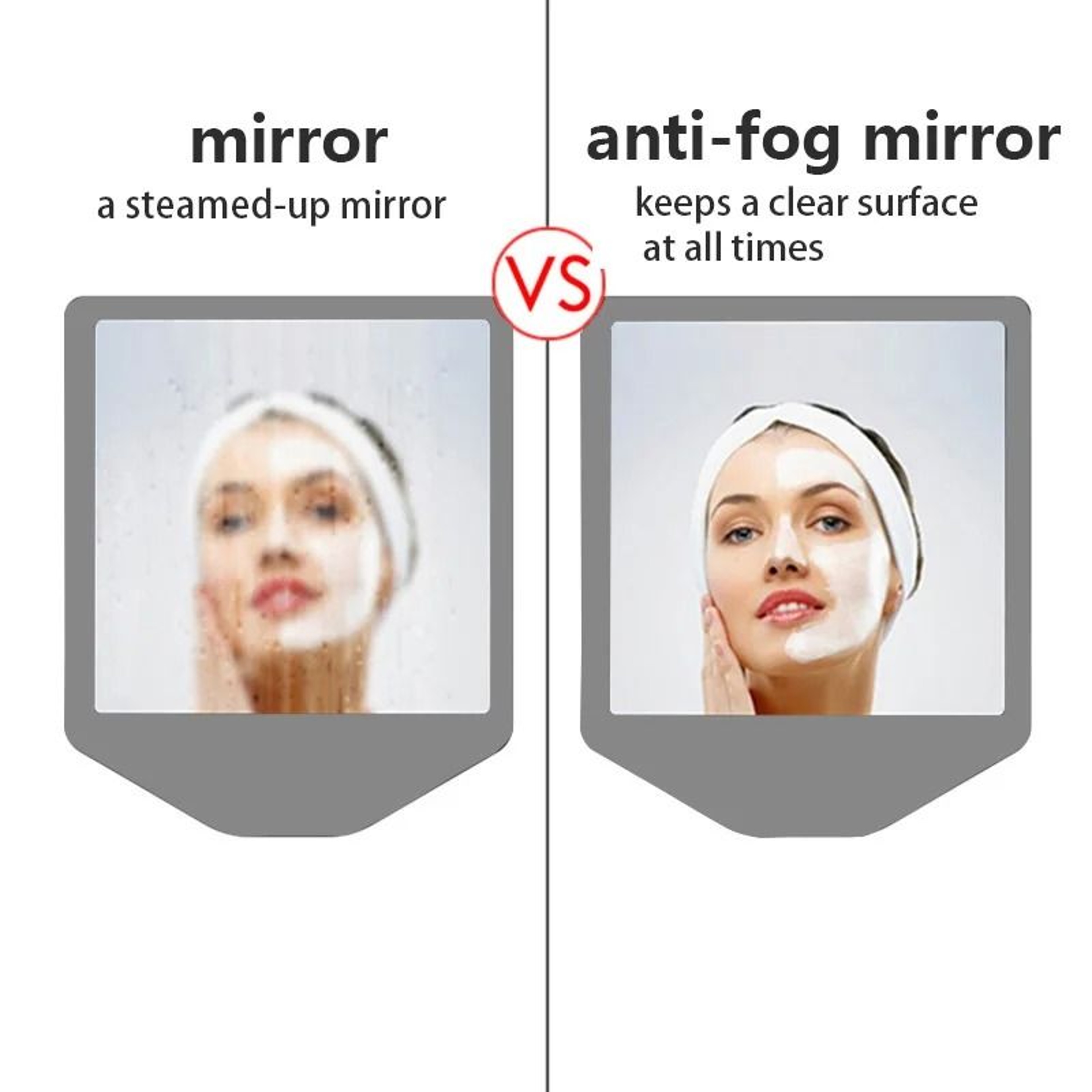 Silicone Anti Fog Bathroom Mirror No Drill Wall Mounted Shaving Mirror 3