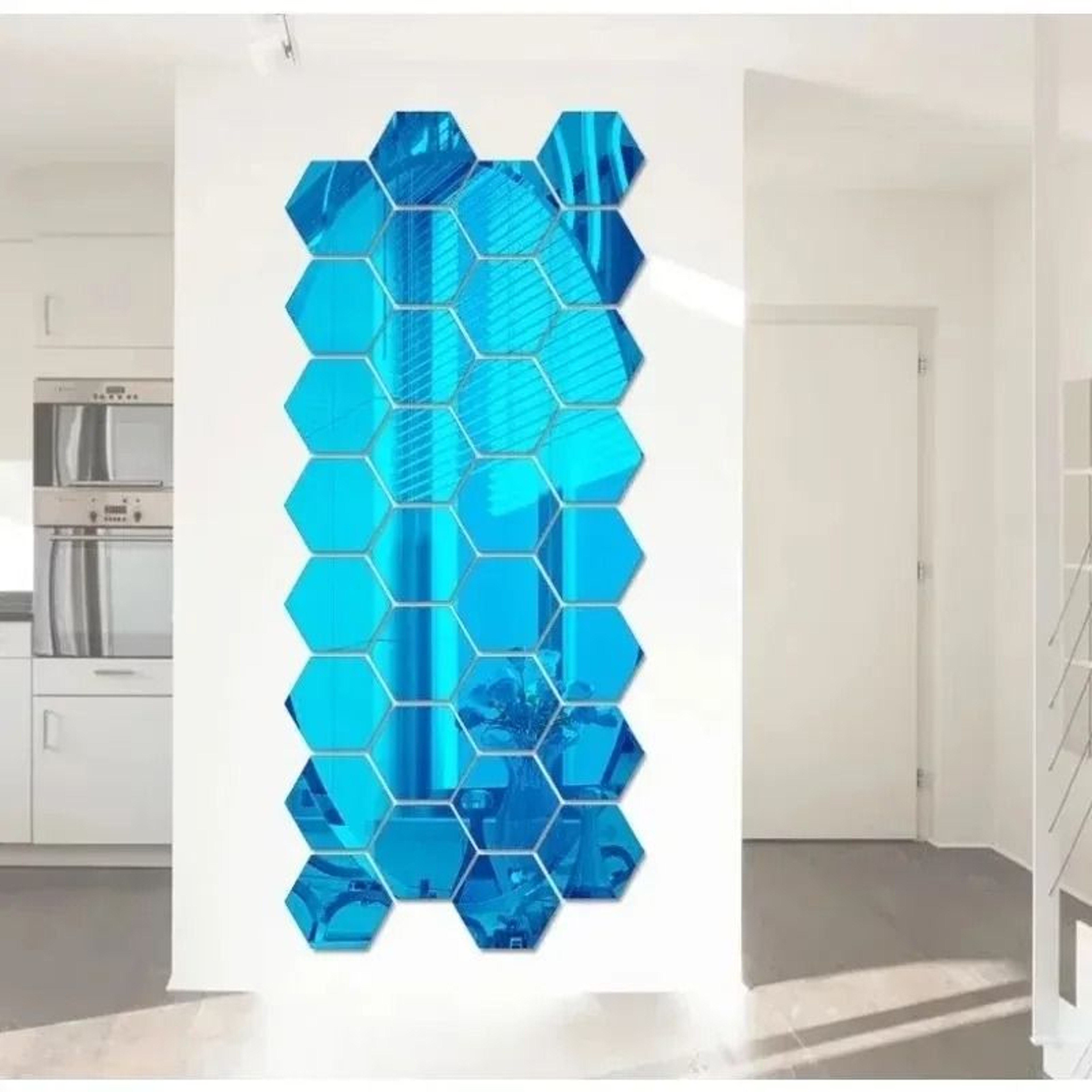 12Pcs Hexagon Acrylic Mirror Wall Stickers Removable DIY Decorative Tiles 4