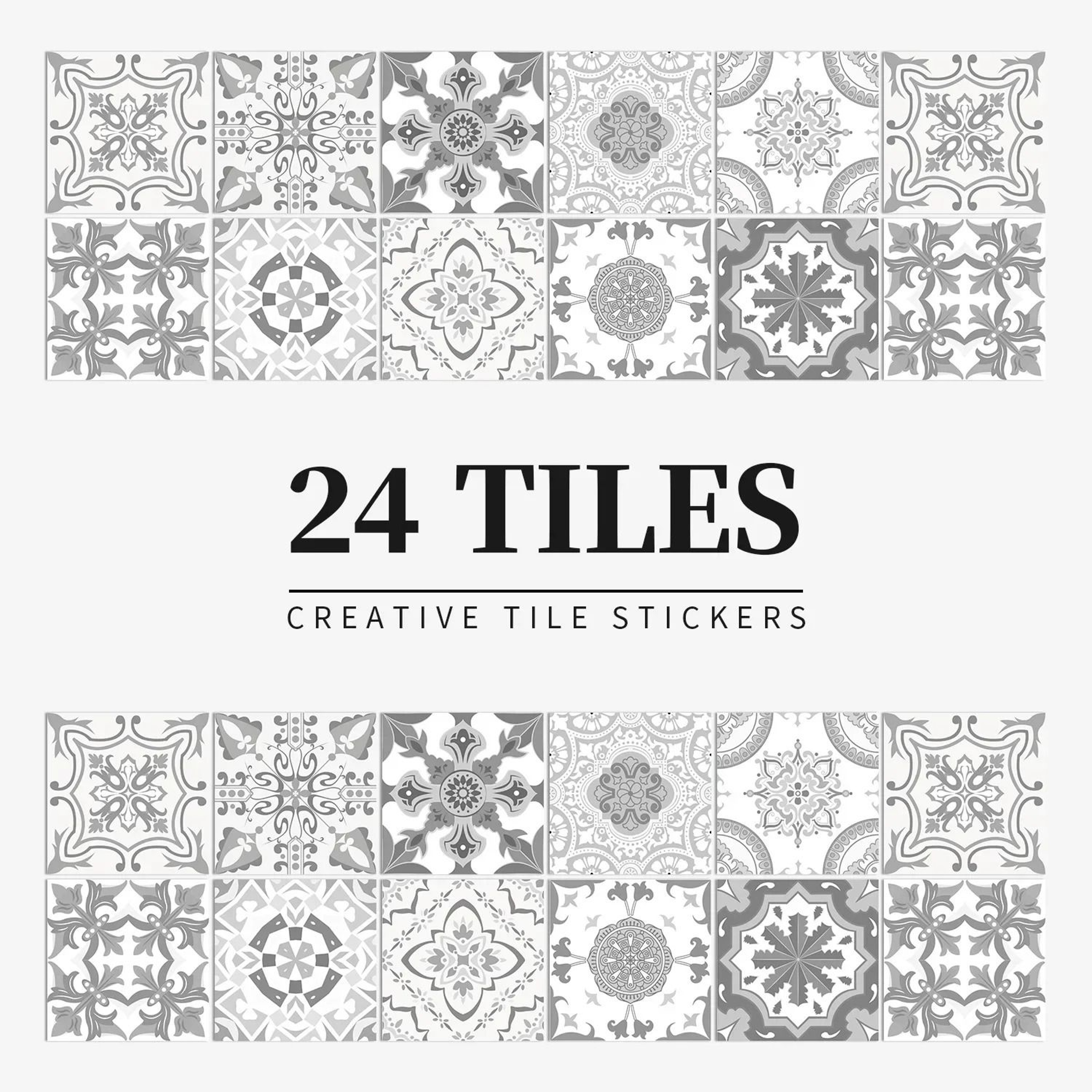 MosaicEase Moroccan Tile Stickers Peel And Stick Tile Stickers Waterproof Vinyl Wall Decals 24
