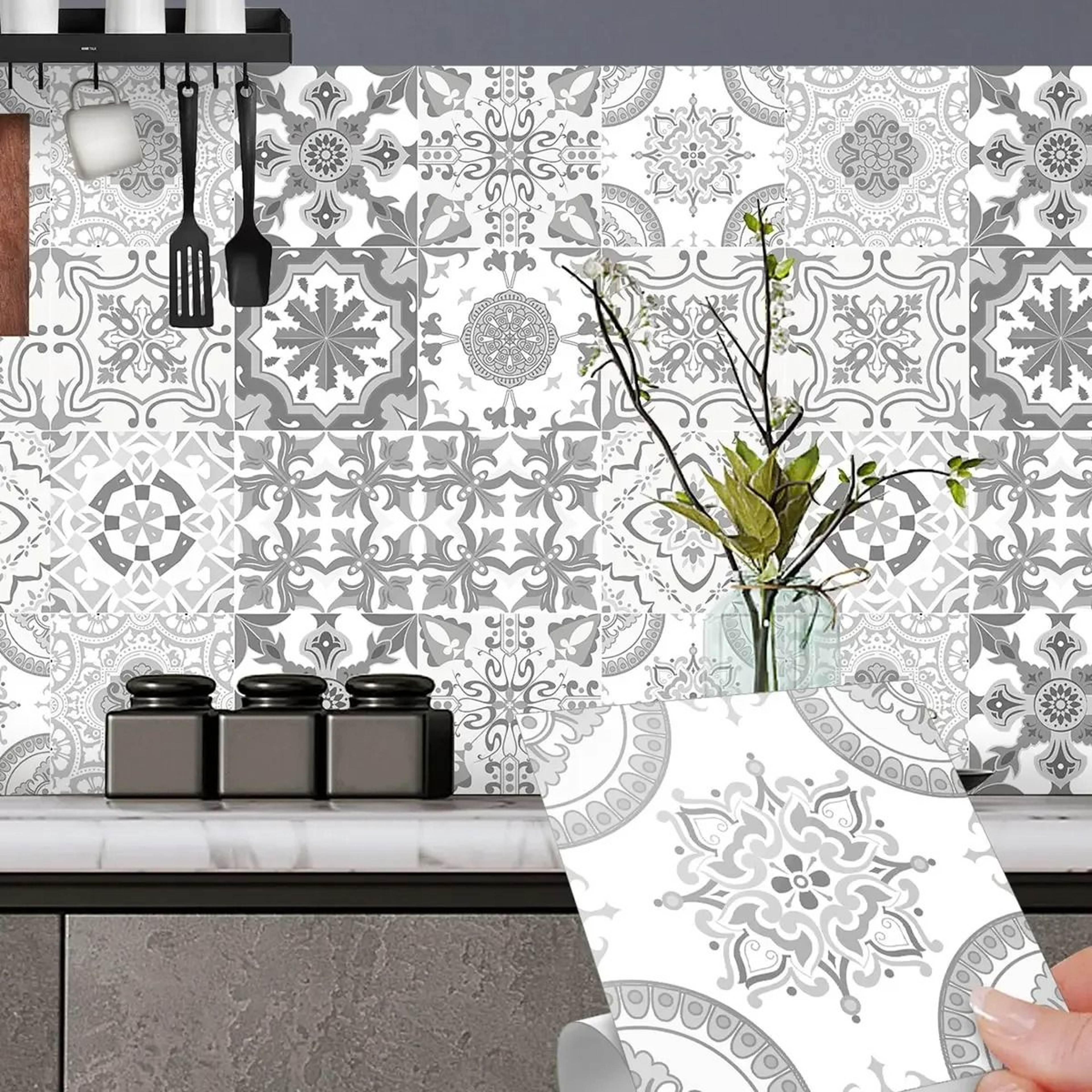MosaicEase Moroccan Tile Stickers Peel And Stick Tile Stickers Waterproof Vinyl Wall Decals 0
