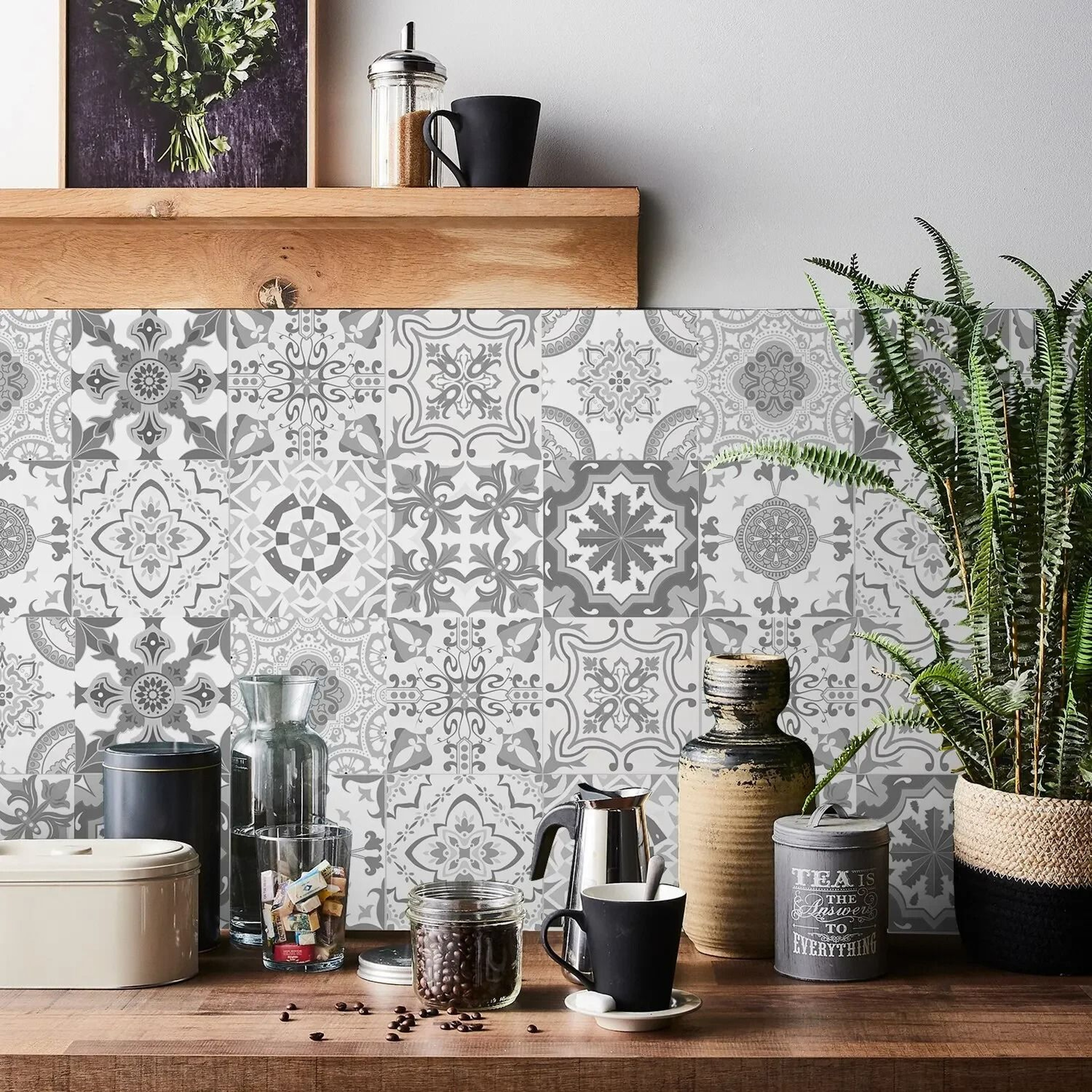 MosaicEase Moroccan Tile Stickers Peel And Stick Tile Stickers Waterproof Vinyl Wall Decals 28