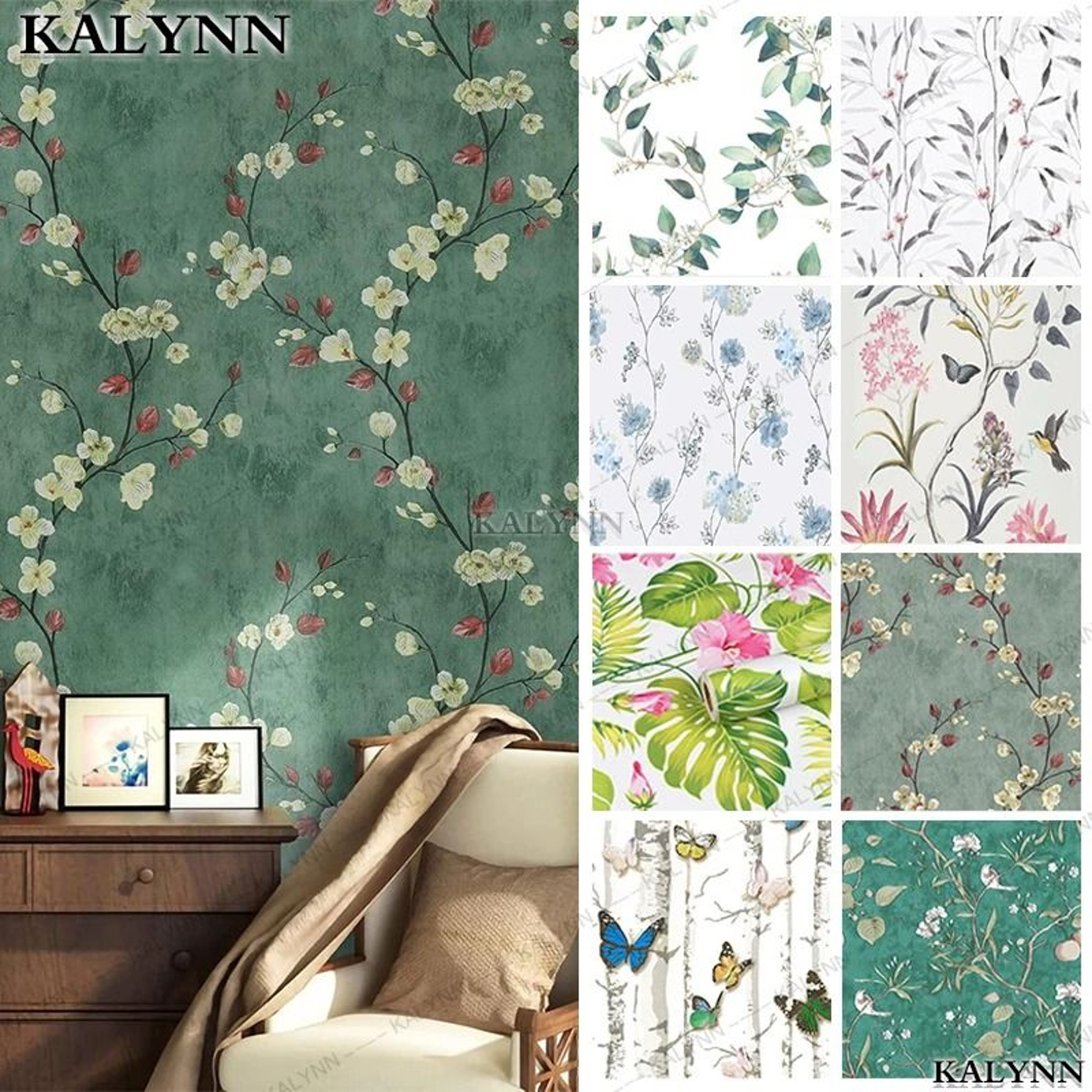 GreenBloom Floral Peel And Stick Wallpaper Green Floral Wallpaper Self Adhesive Vinyl Contact Paper 22