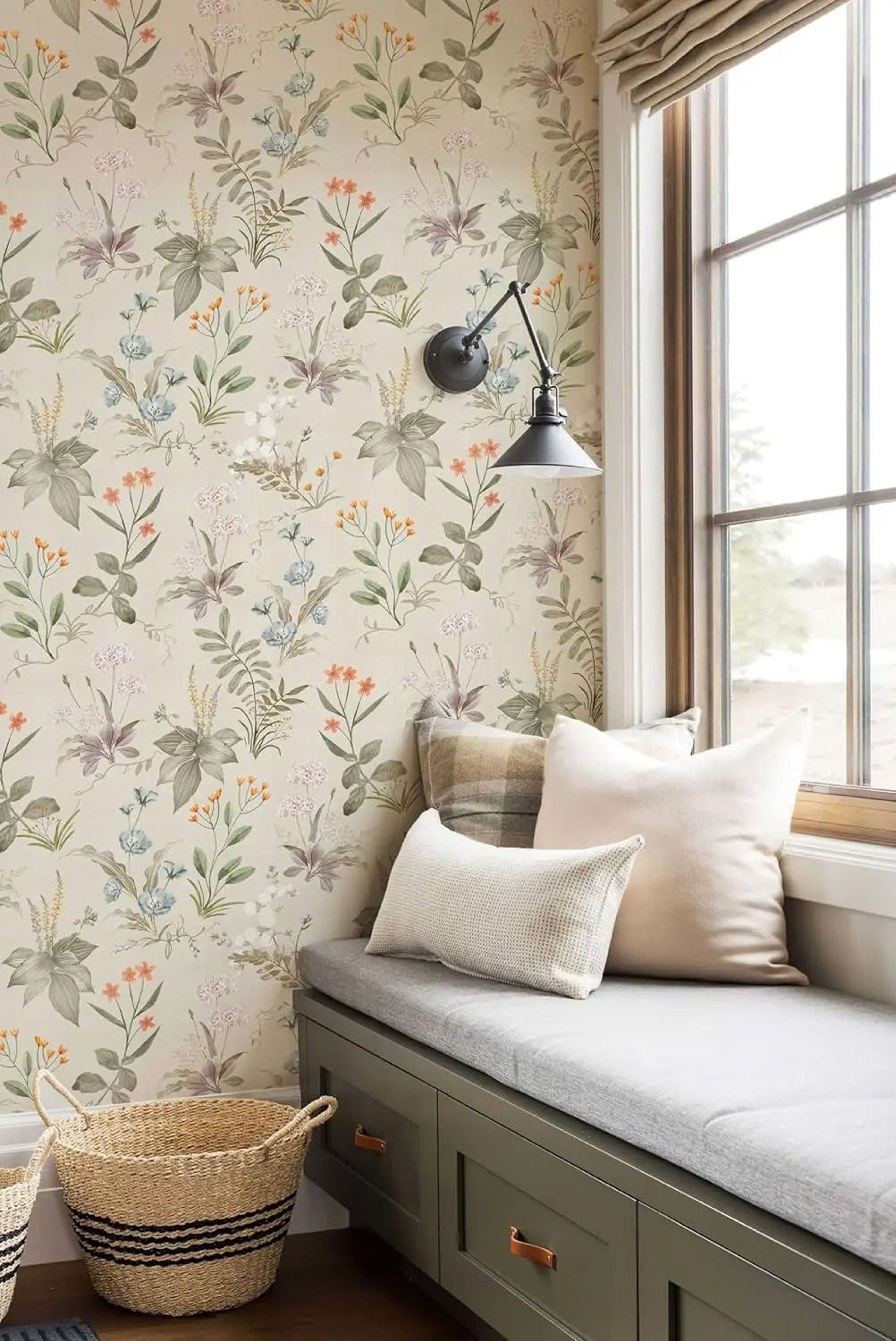 Vintage Floral Peel And Stick Wallpaper Beige Botanical Contact Paper 3