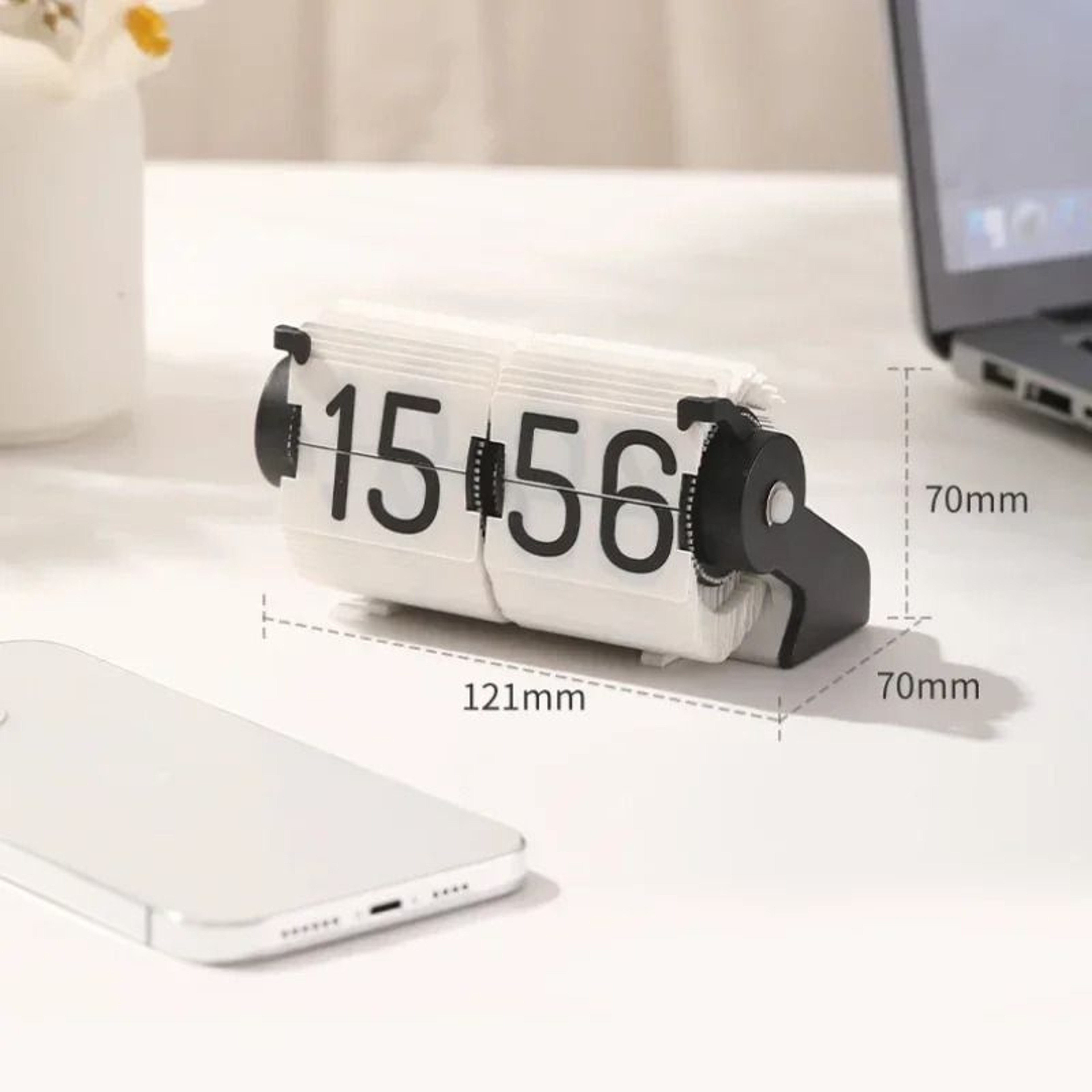 Metal Flip Desk Clock With Bluetooth And Silent Retro Display 4