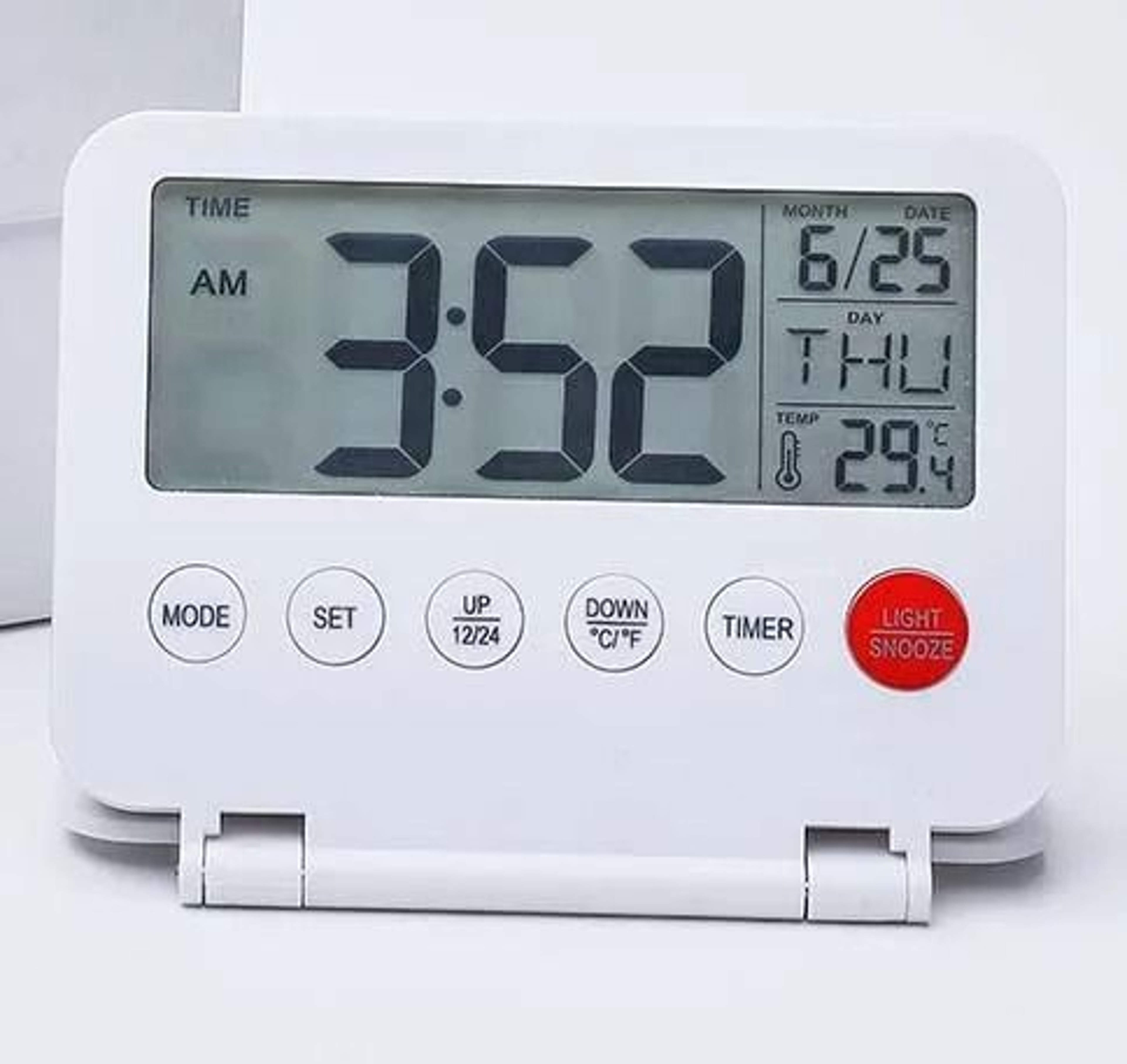 Foldable Digital Travel Alarm Clock With Snooze Backlight And Temperature Display 2