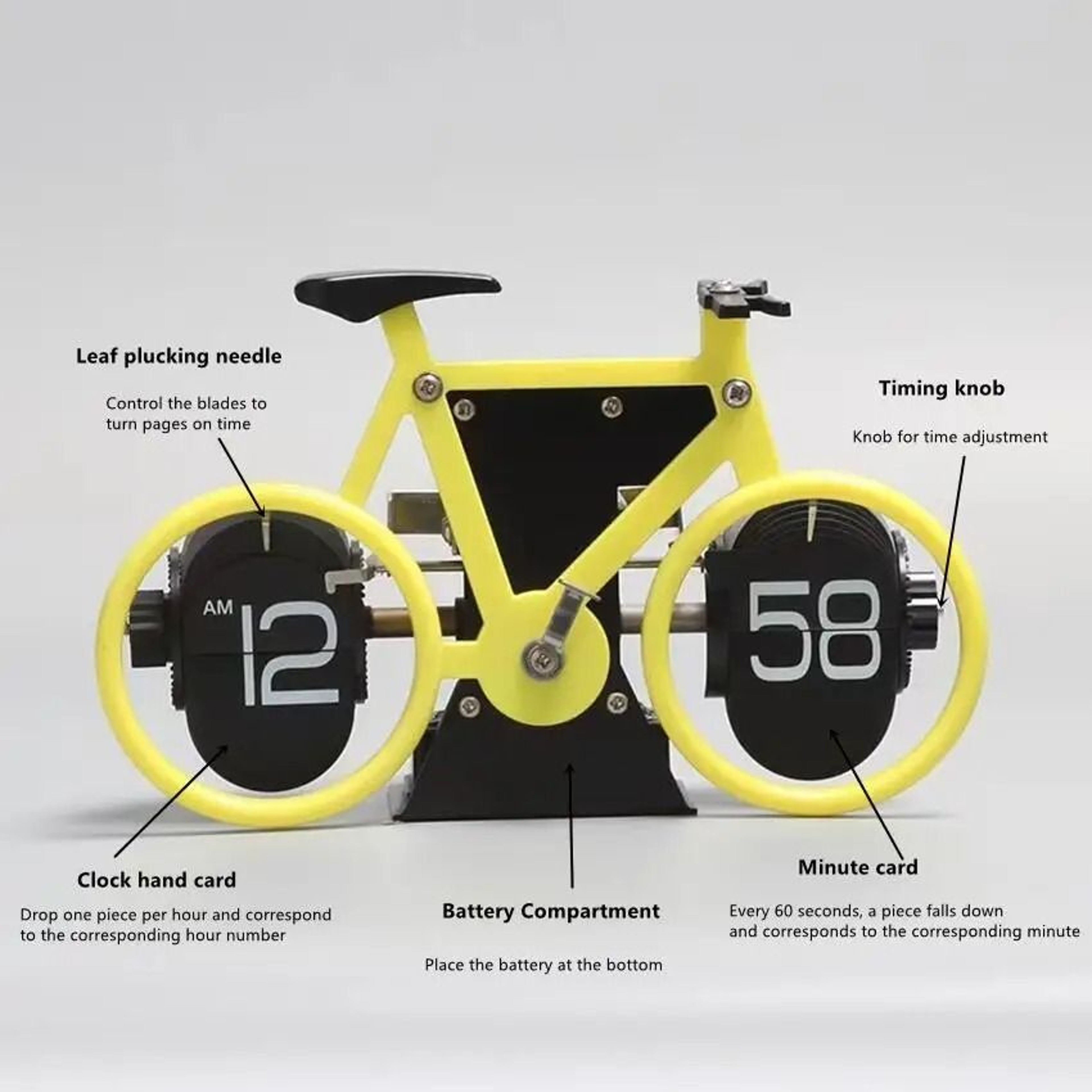 Retro Bicycle Flip Desk Clock With Automatic Page Turning 6