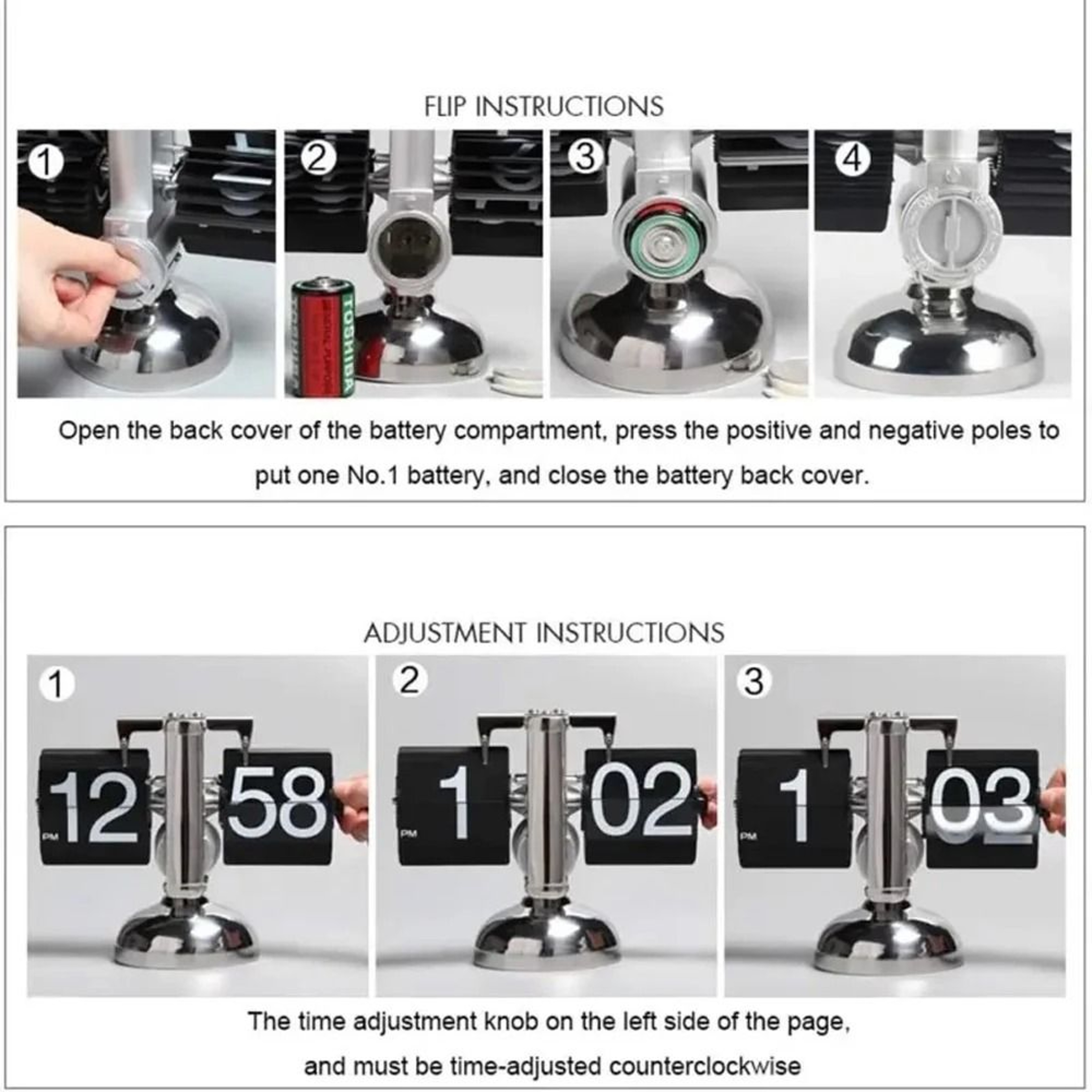 Retro Automatic Flip Table Clock With Large Number Display 8