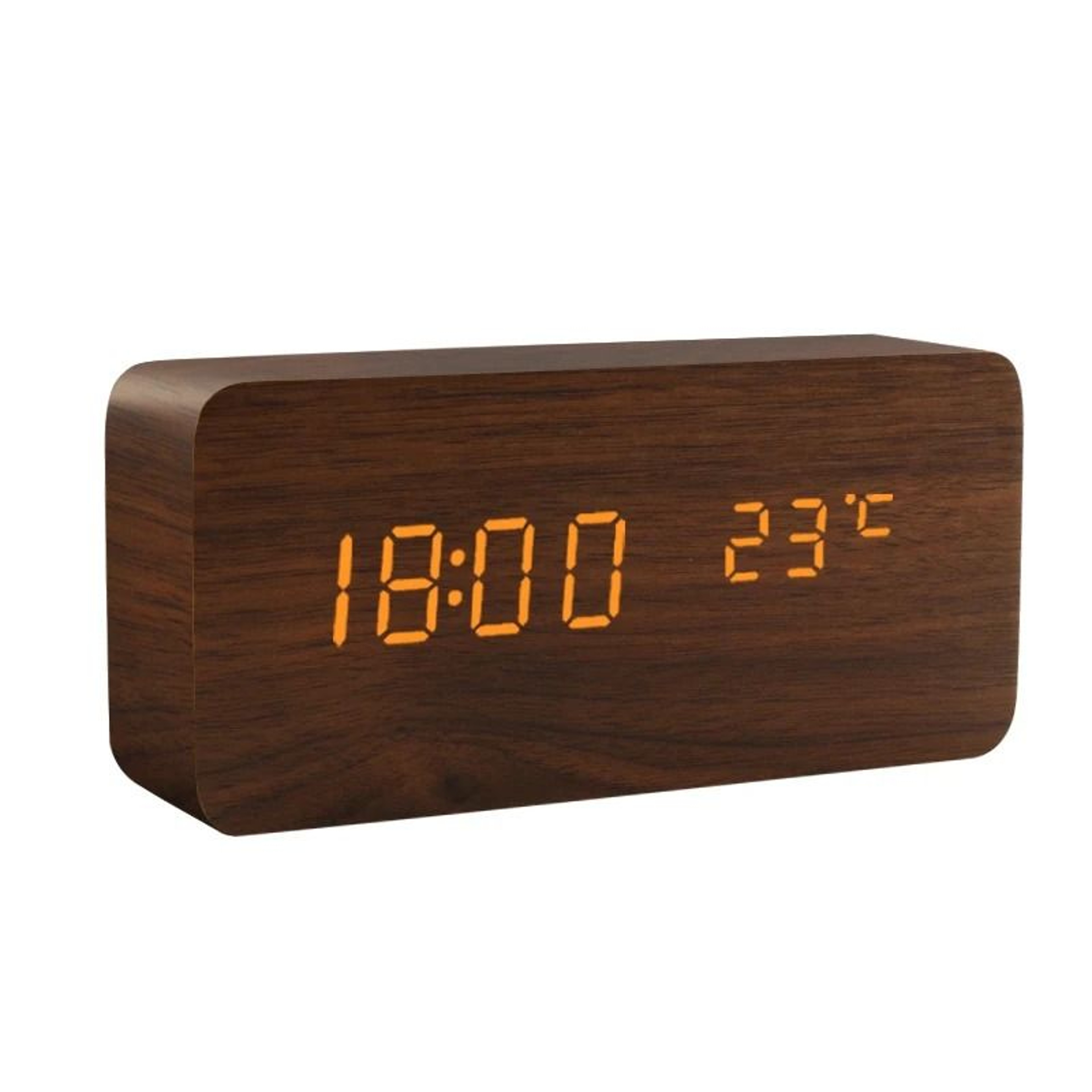 Wood Grain LED Digital Alarm Clock With Voice Control And Temperature Display 6