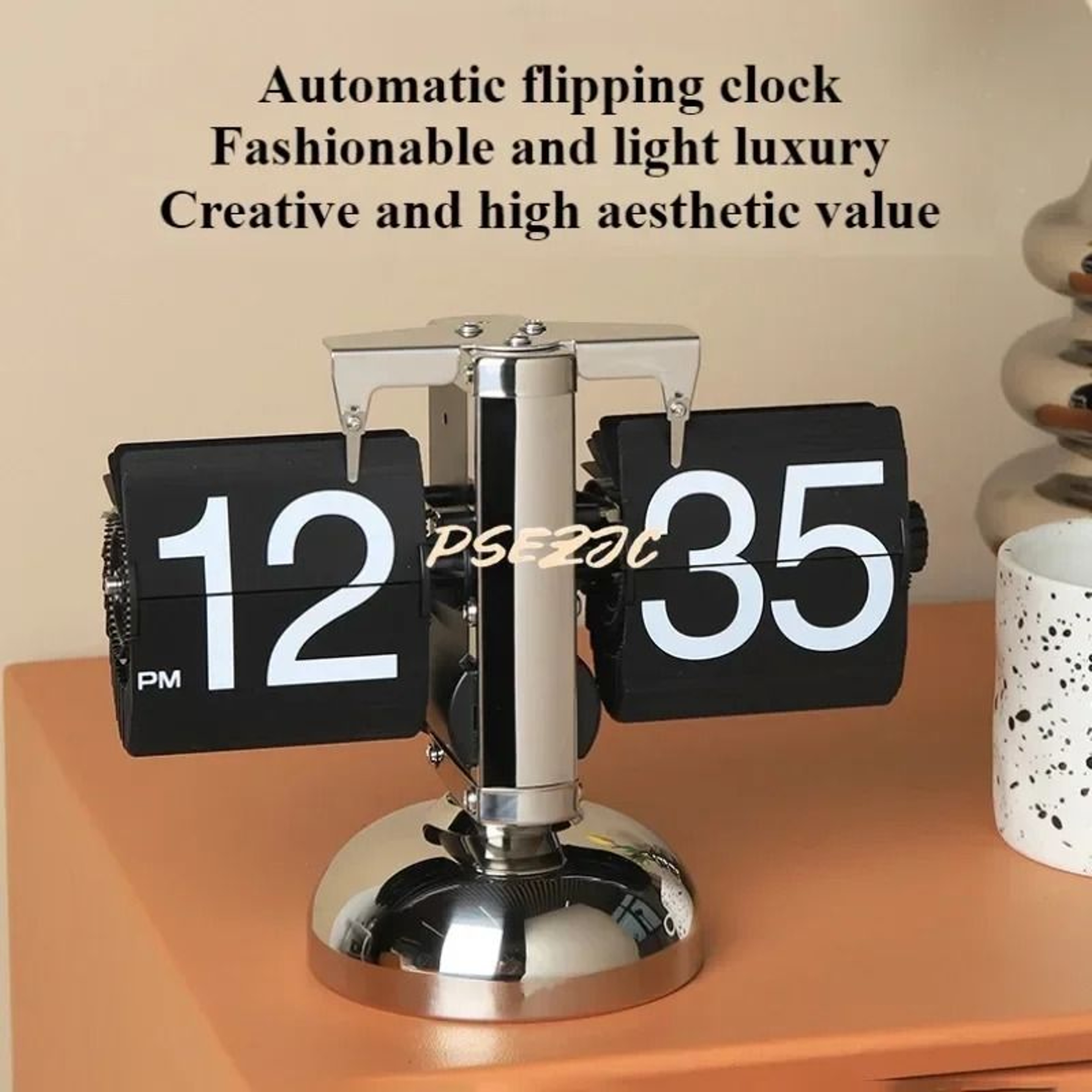 Nordic Retro Automatic Flip Desk Clock With Large Number Display 0