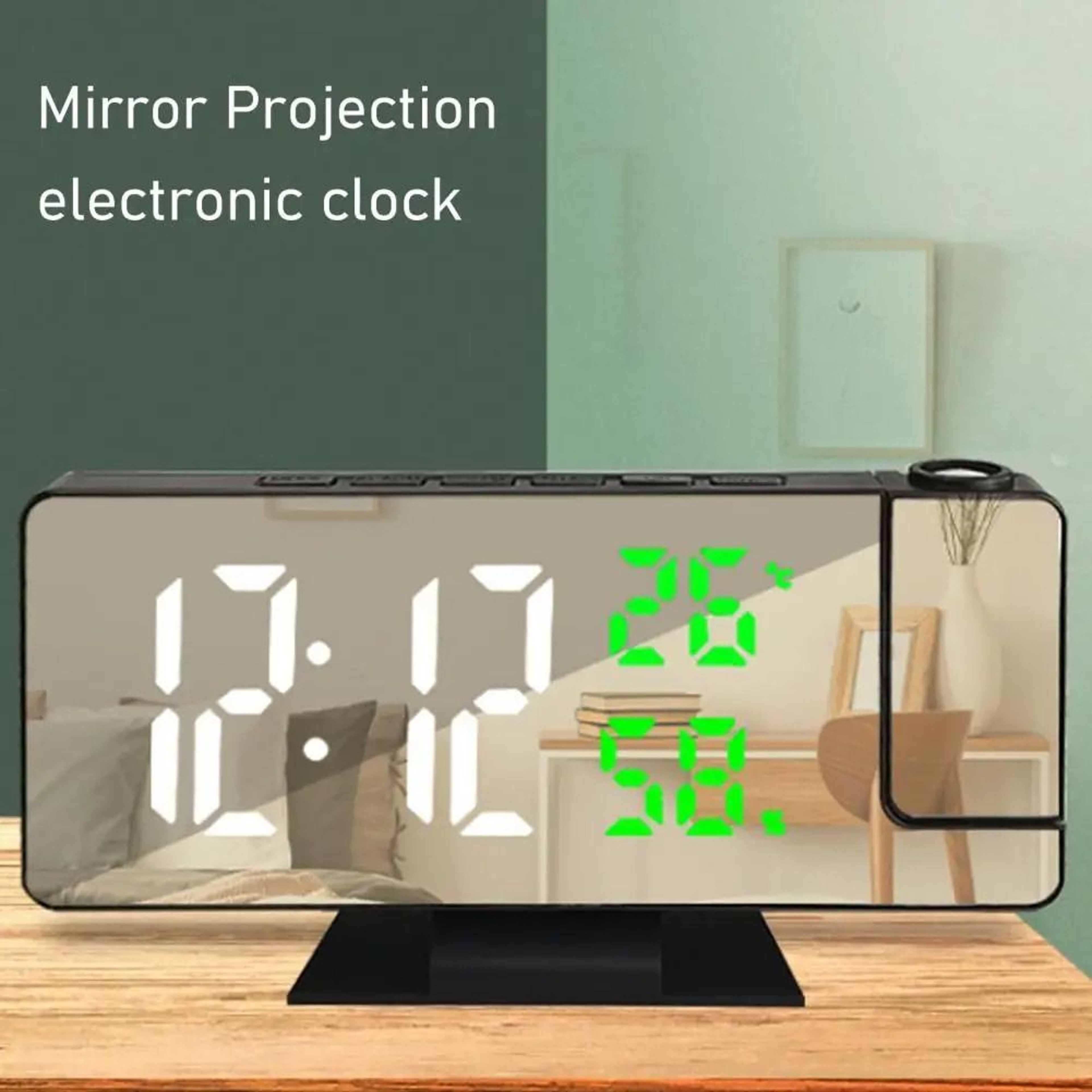 LED Projection Alarm Clock With Mirror Display And Temperature 5