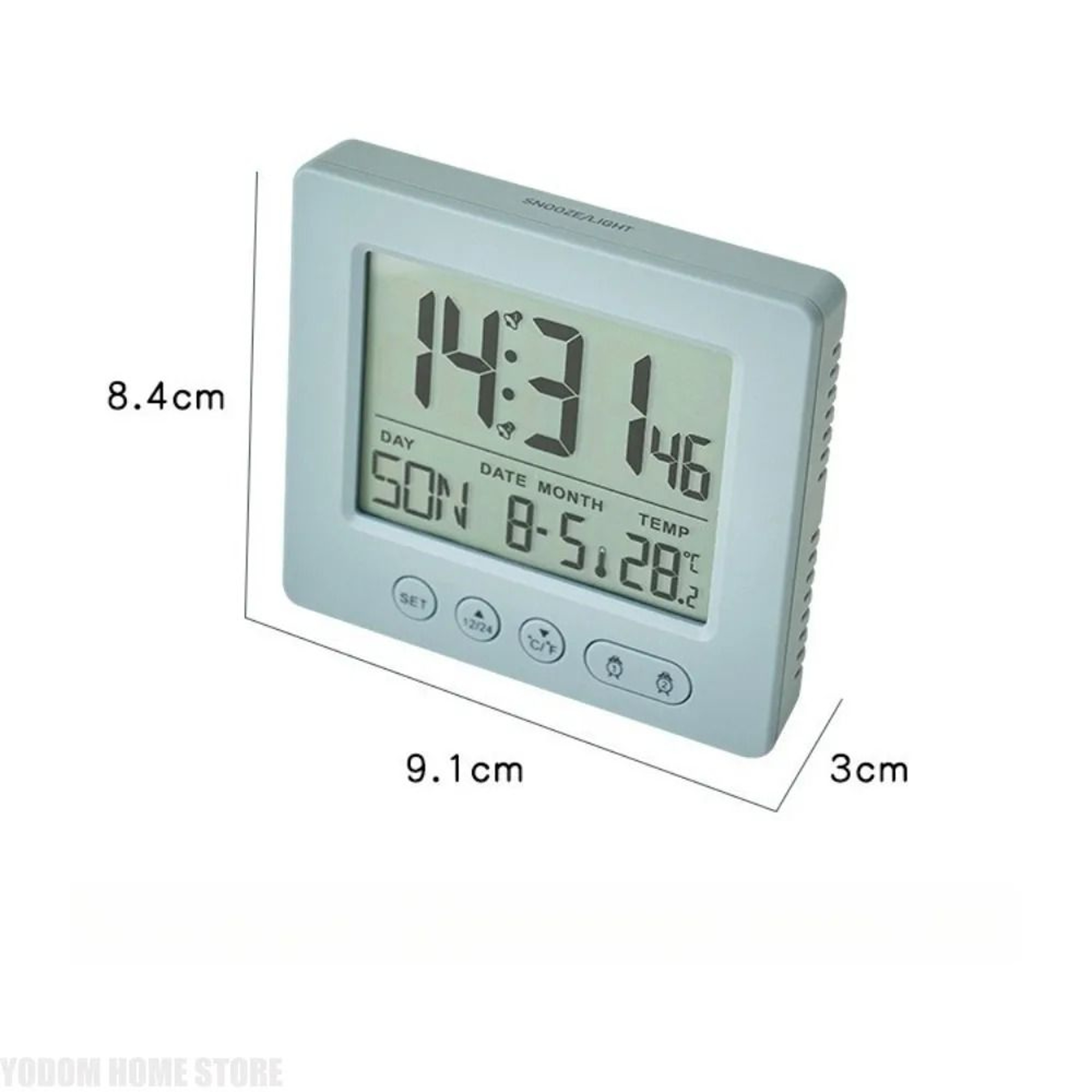 Compact Digital Alarm Clock With Thermometer And Dual Alarms 5
