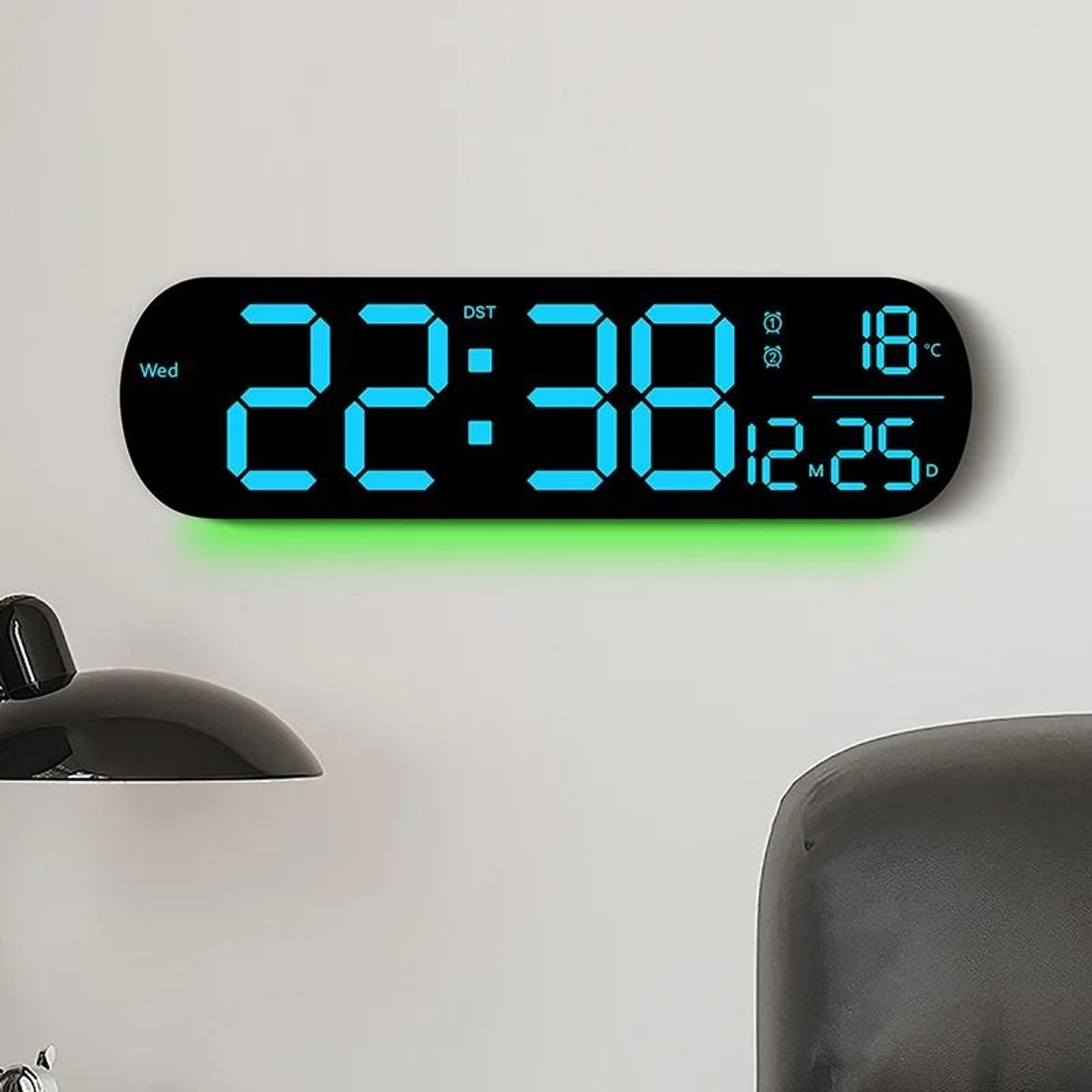 Large RGB Digital Wall Clock With Remote Control And Dual Alarms 13