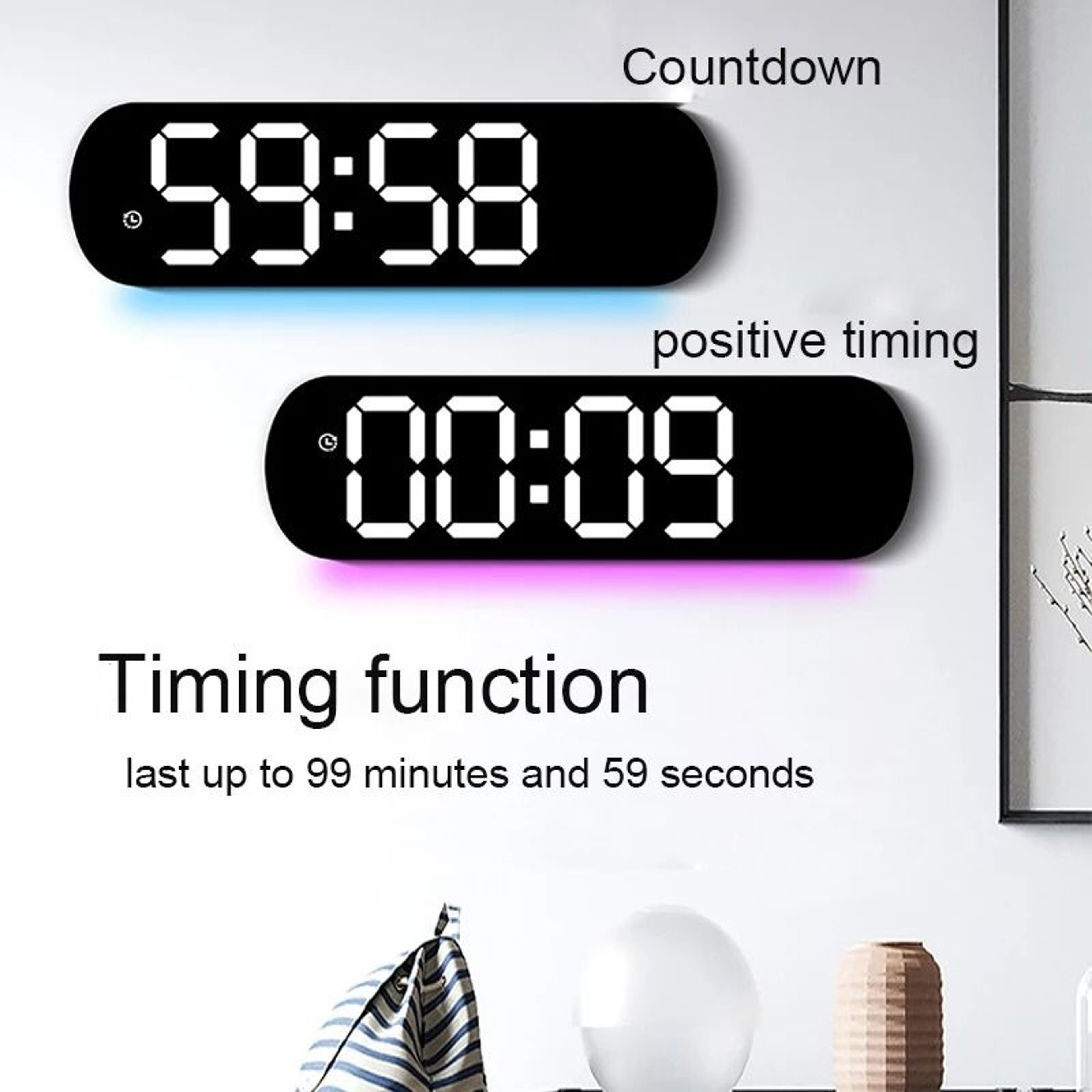 Large RGB Digital Wall Clock With Remote Control And Dual Alarms 14