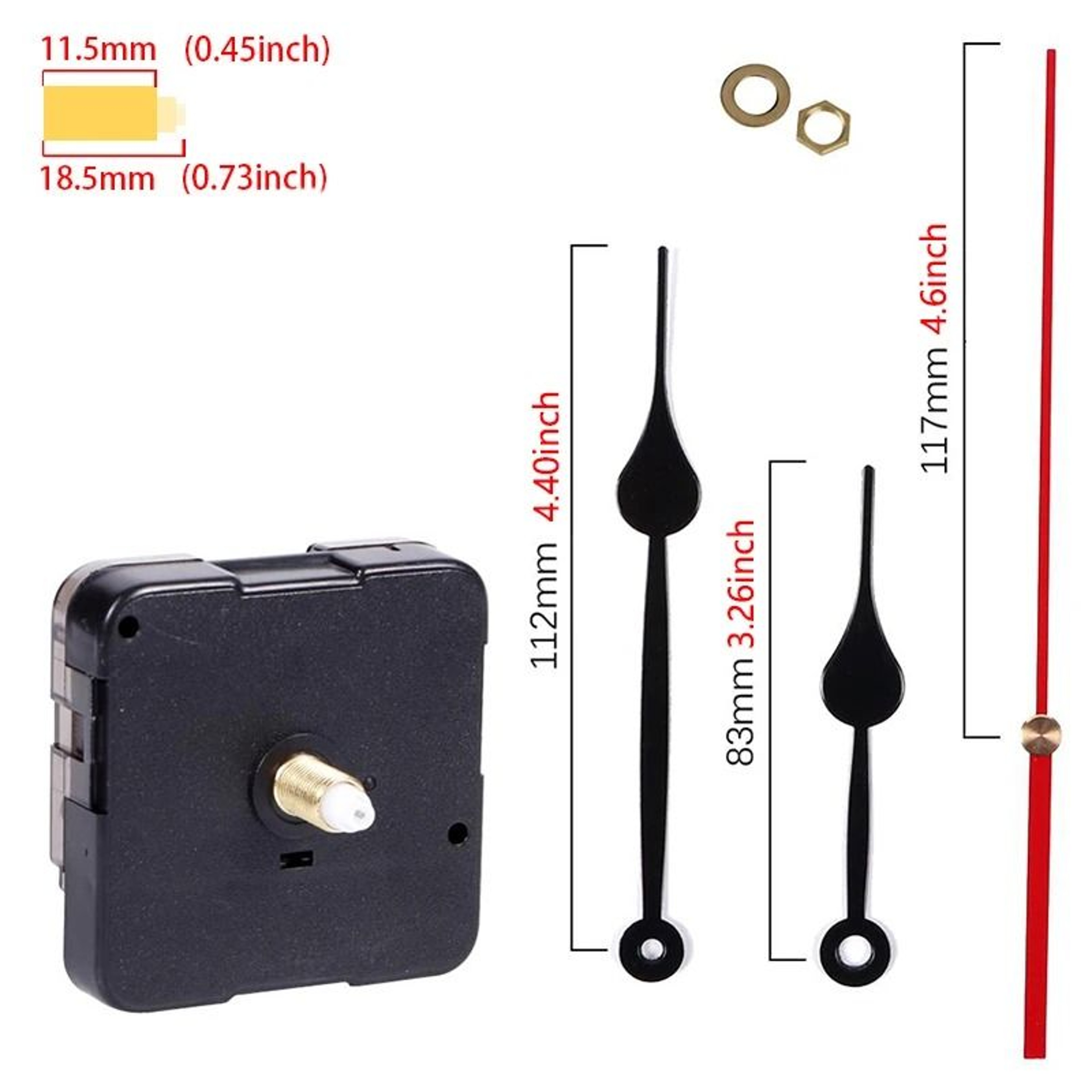 Long Shaft Silent Quartz Clock Movement With Hands 0
