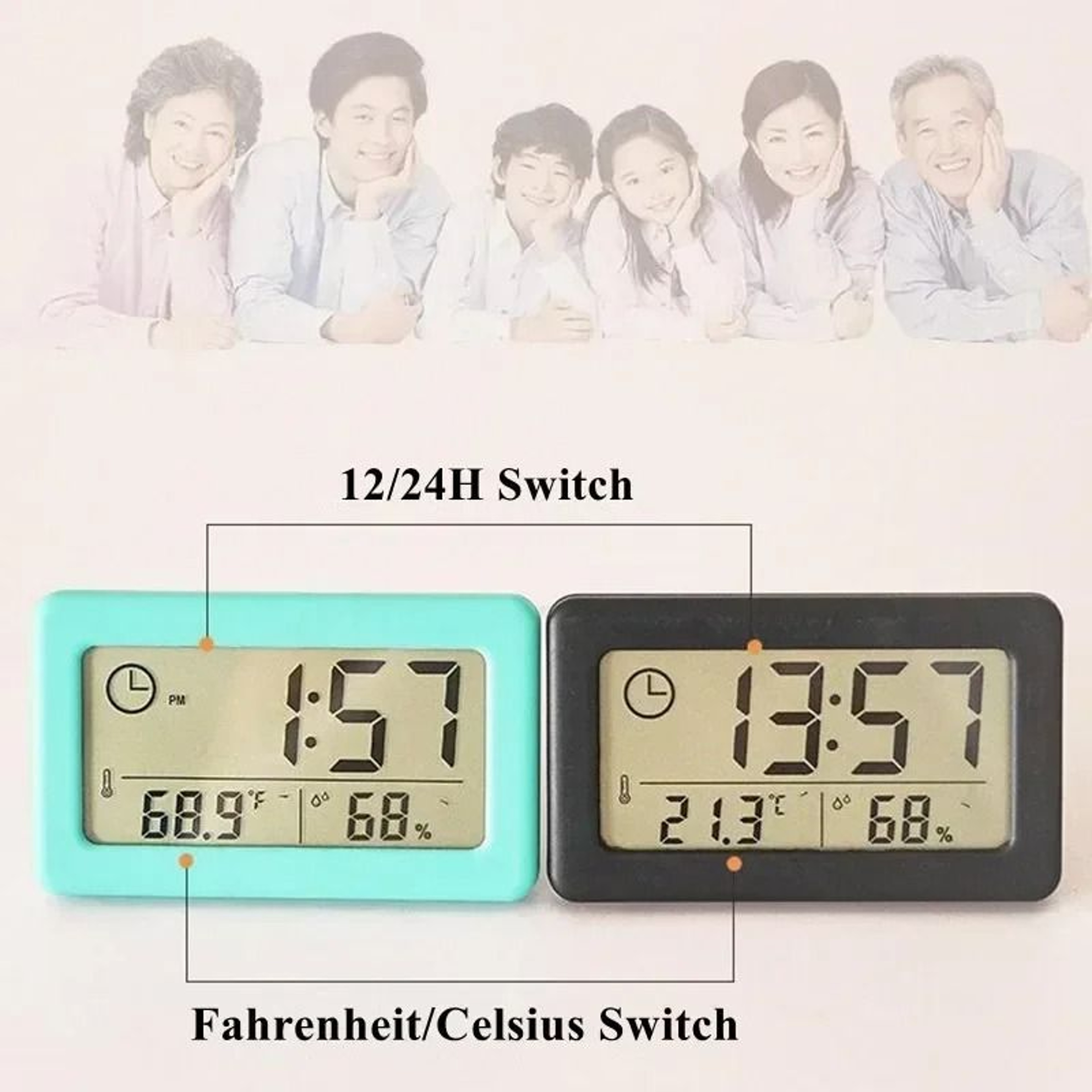 Mini Digital Hygrometer Clock With Temperature And Humidity Display 12