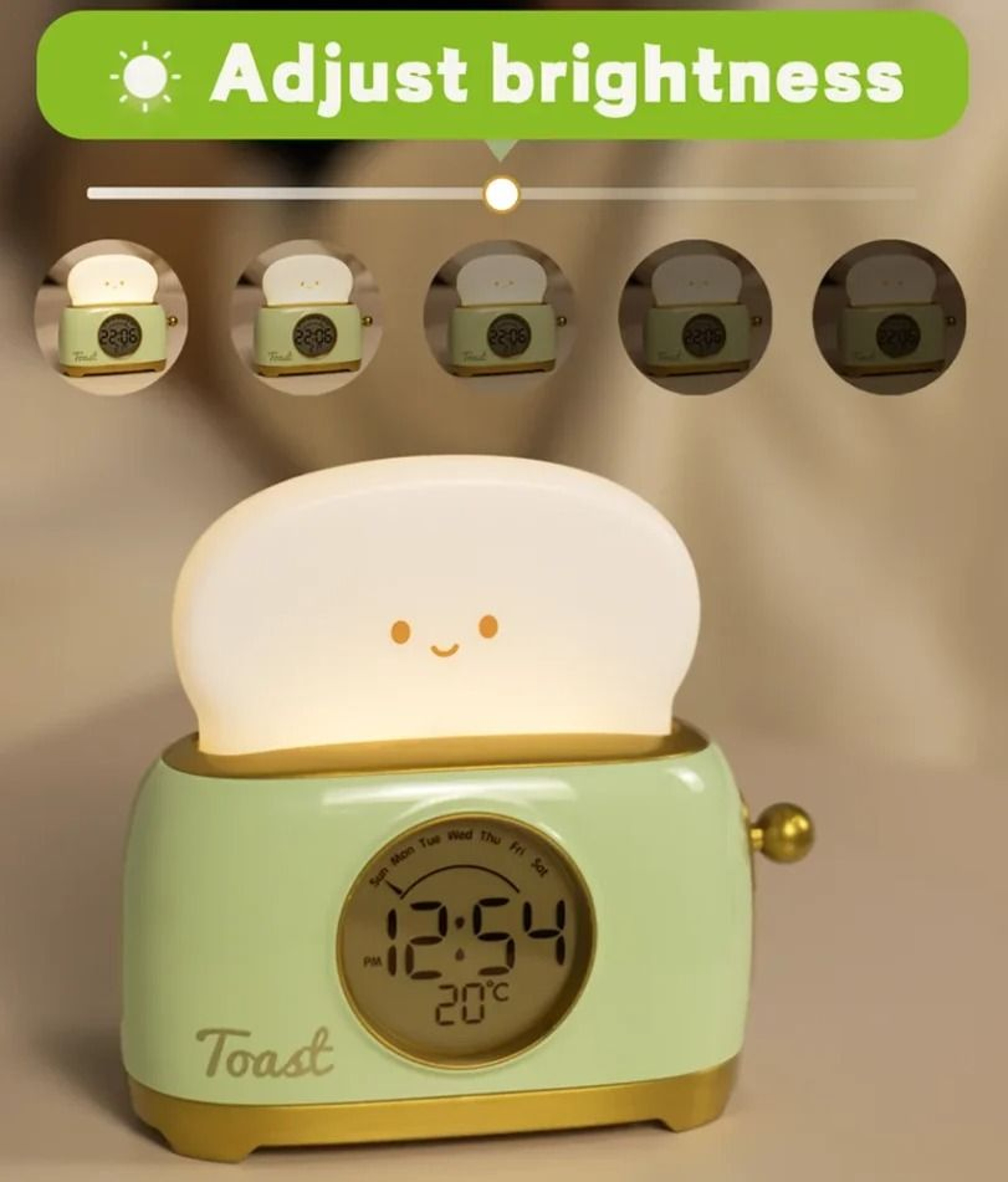 Kids Sleep Trainer Alarm Clock With LED Night Light And Temperature 5