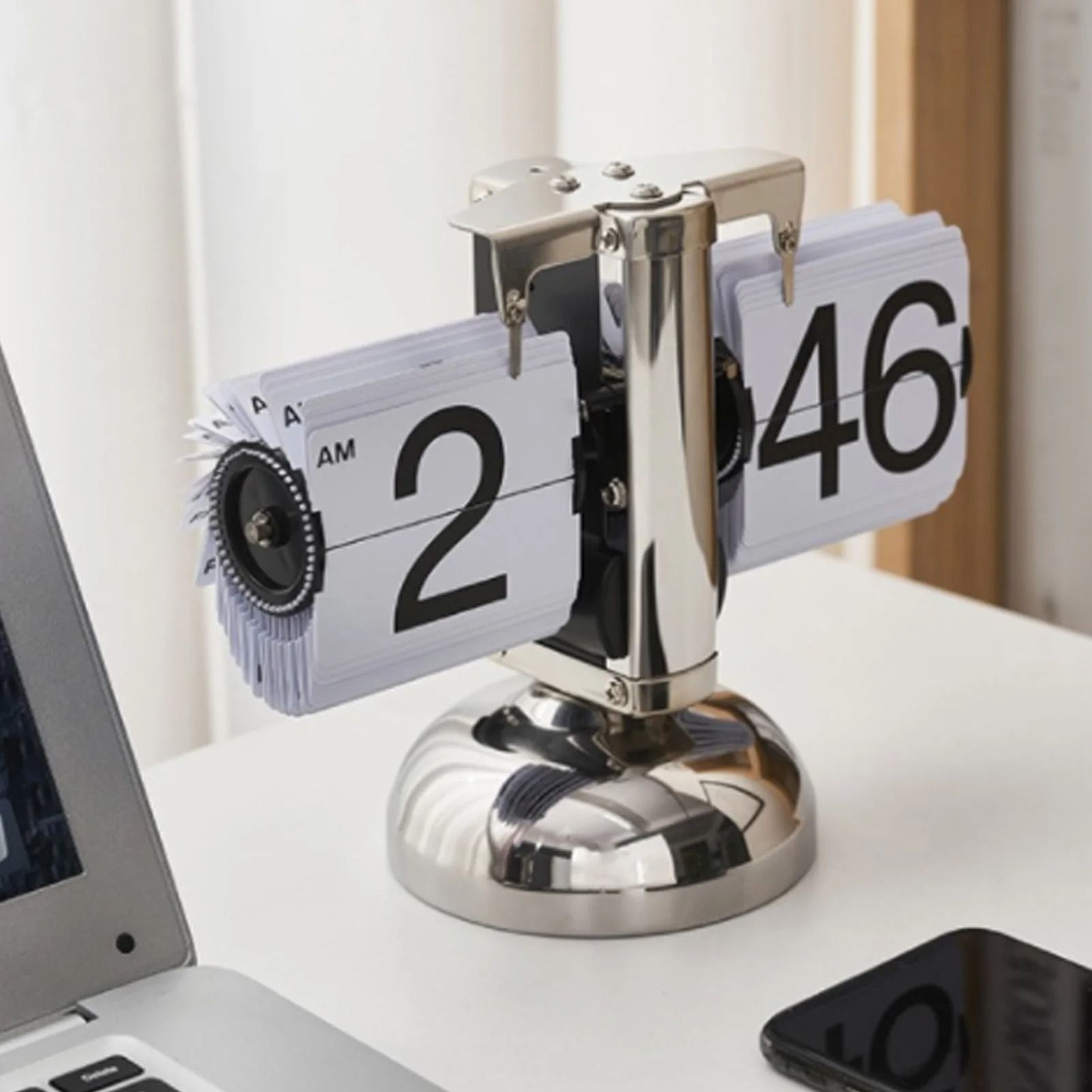 Retro Automatic Flip Desk Clock With Minimalist Single Foot Design 7