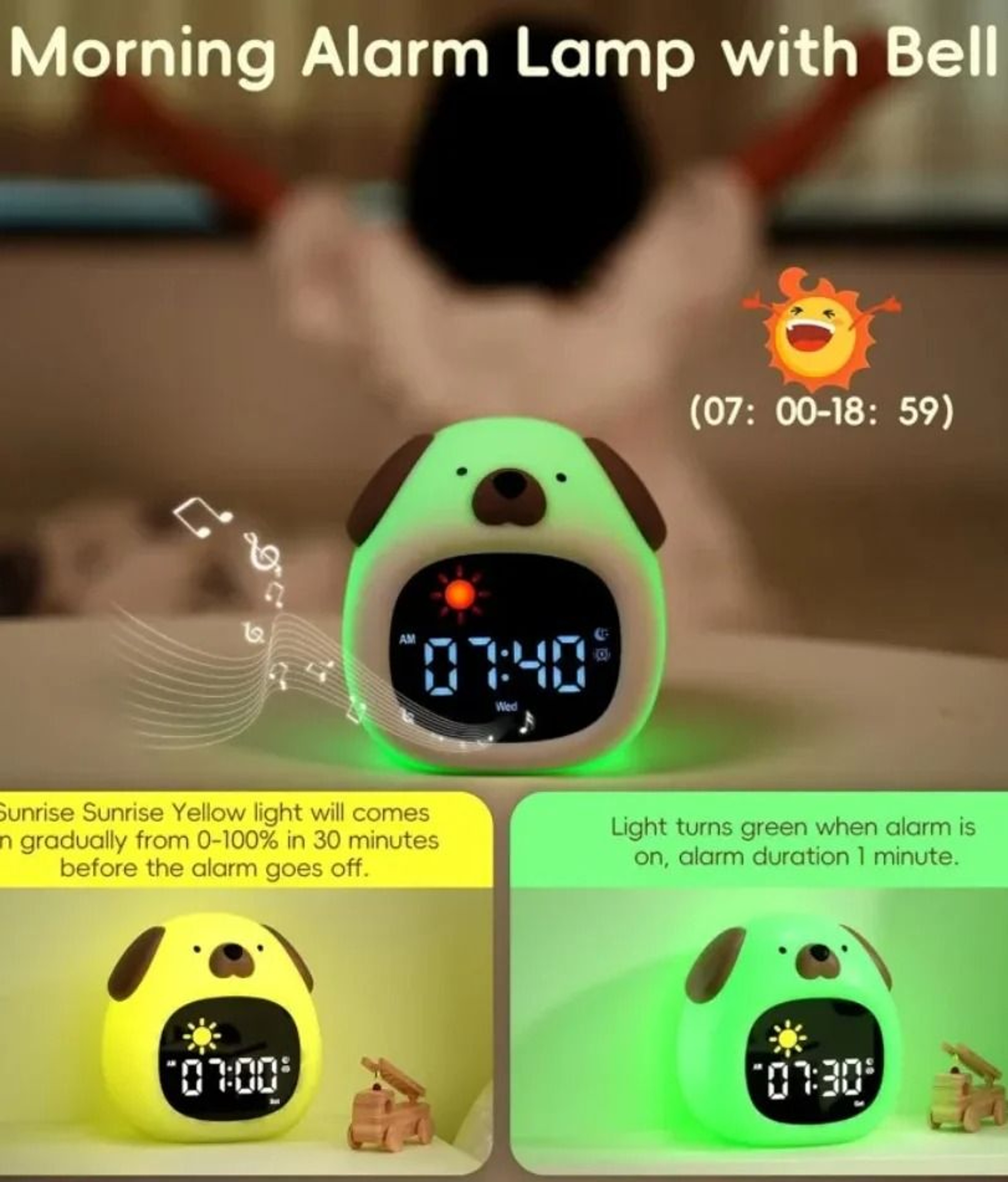 Puppy Sleep Trainer Alarm Clock With Touch Night Light 8