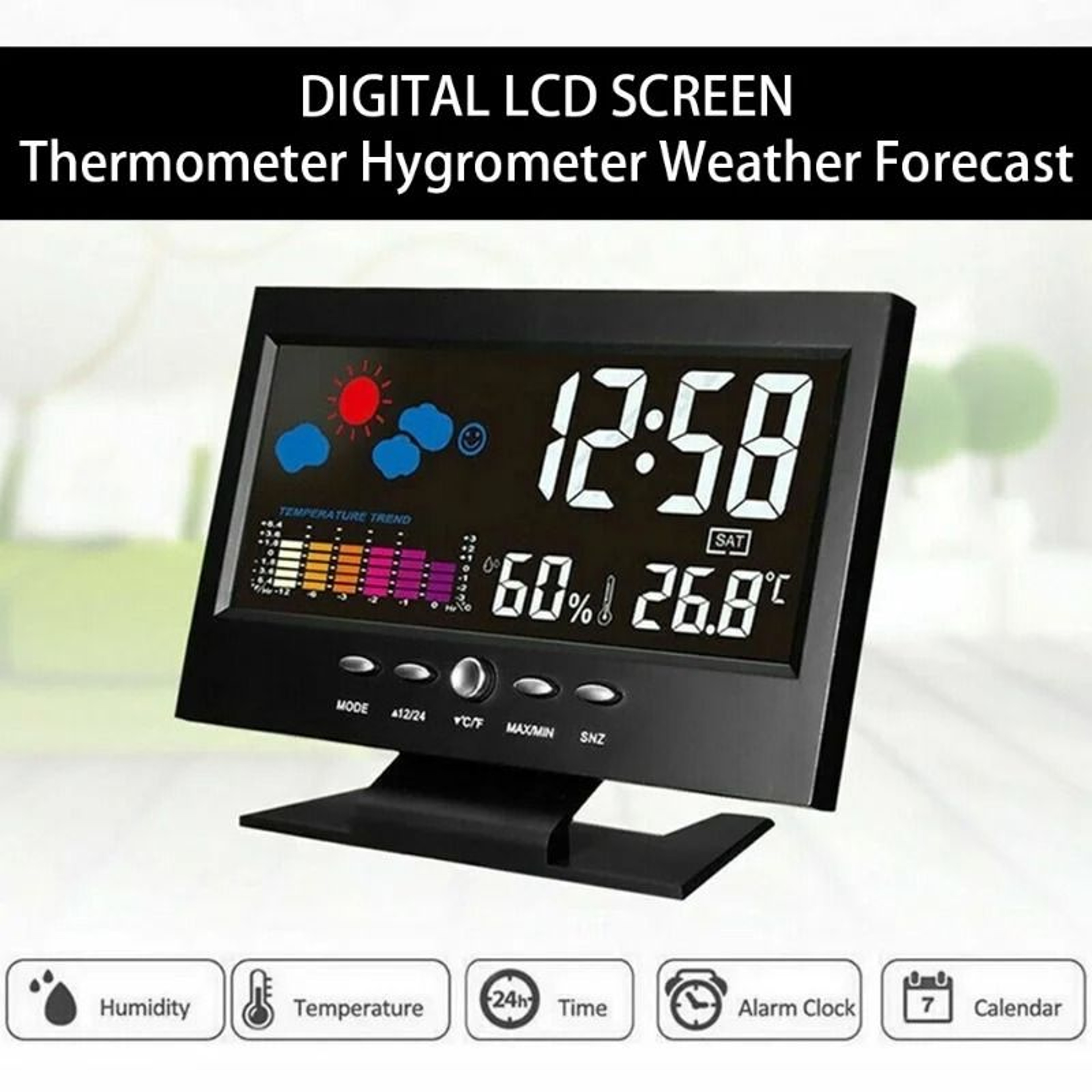 Smart Digital Weather Clock With Temperature Humidity Monitor And Calendar 1