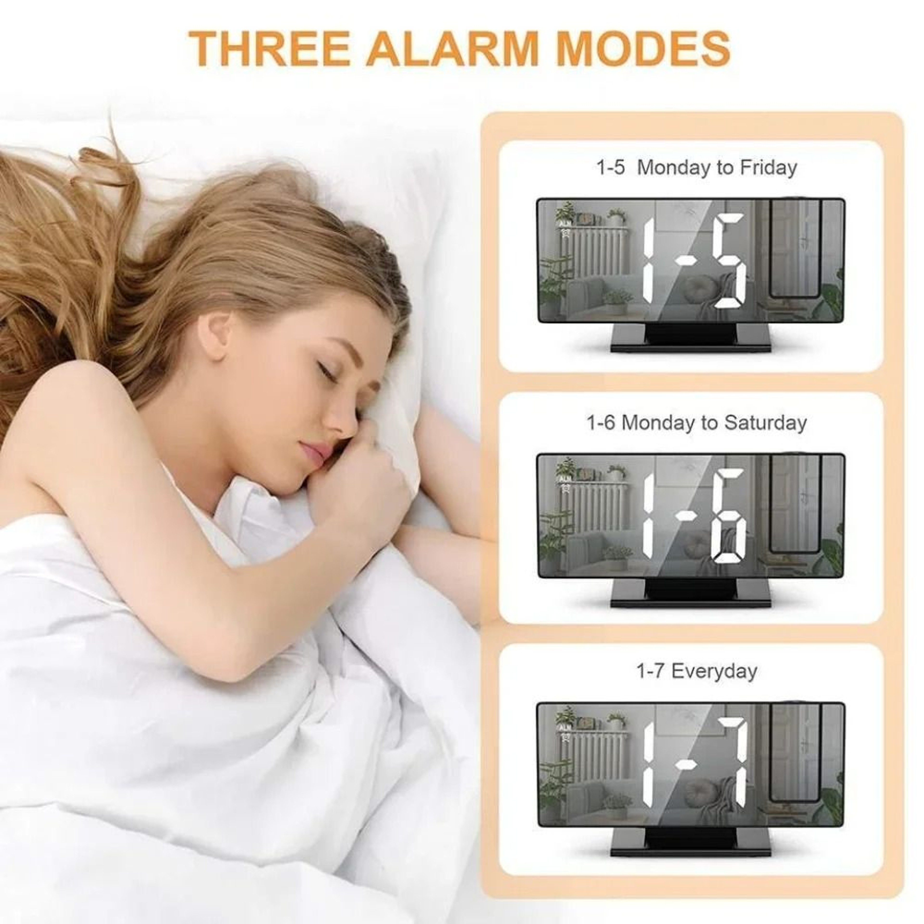 Smart Projection Alarm Clock With Temperature Display And 180 Projector 7