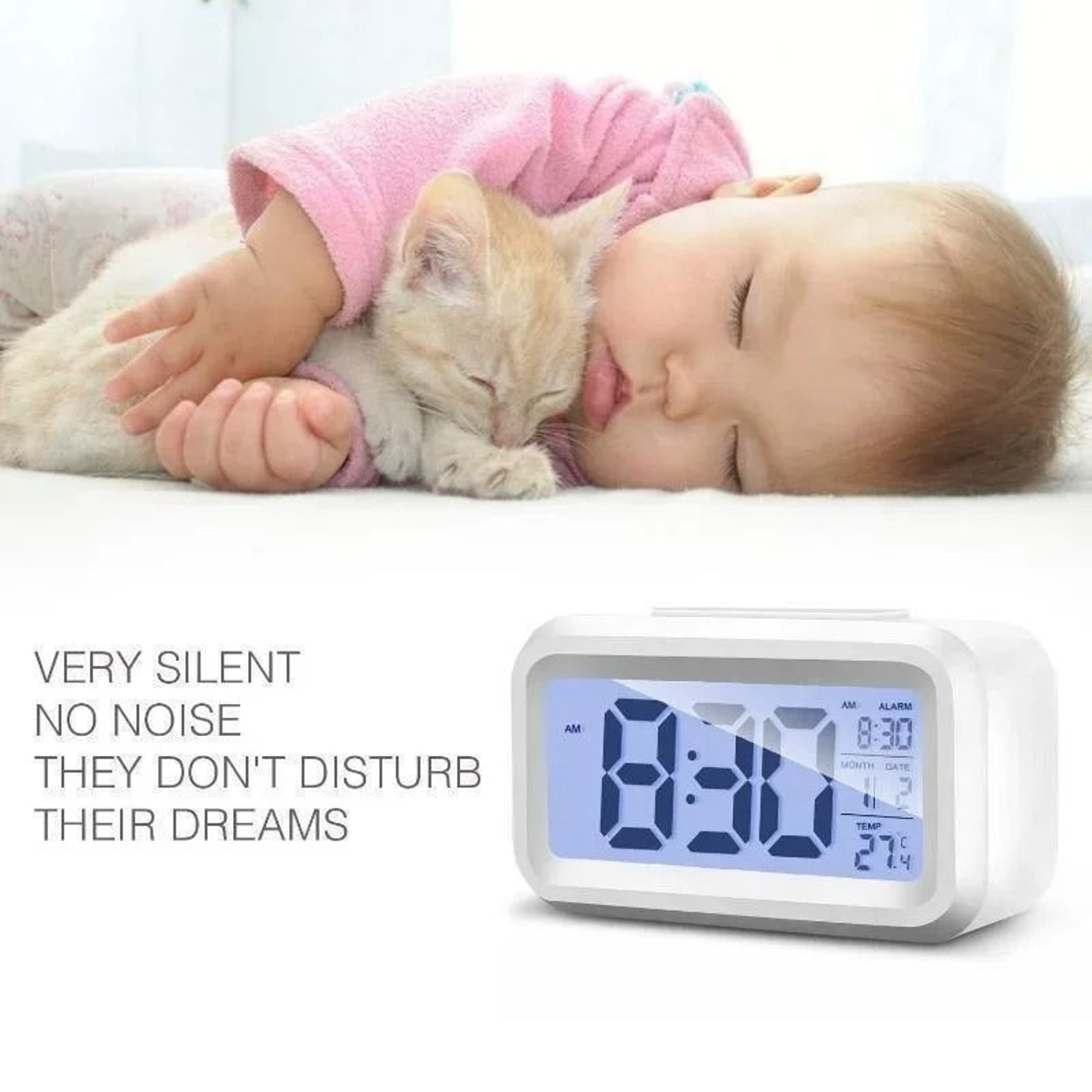 Multifunction Digital Alarm Clock With LCD Calendar And Temperature Display 9
