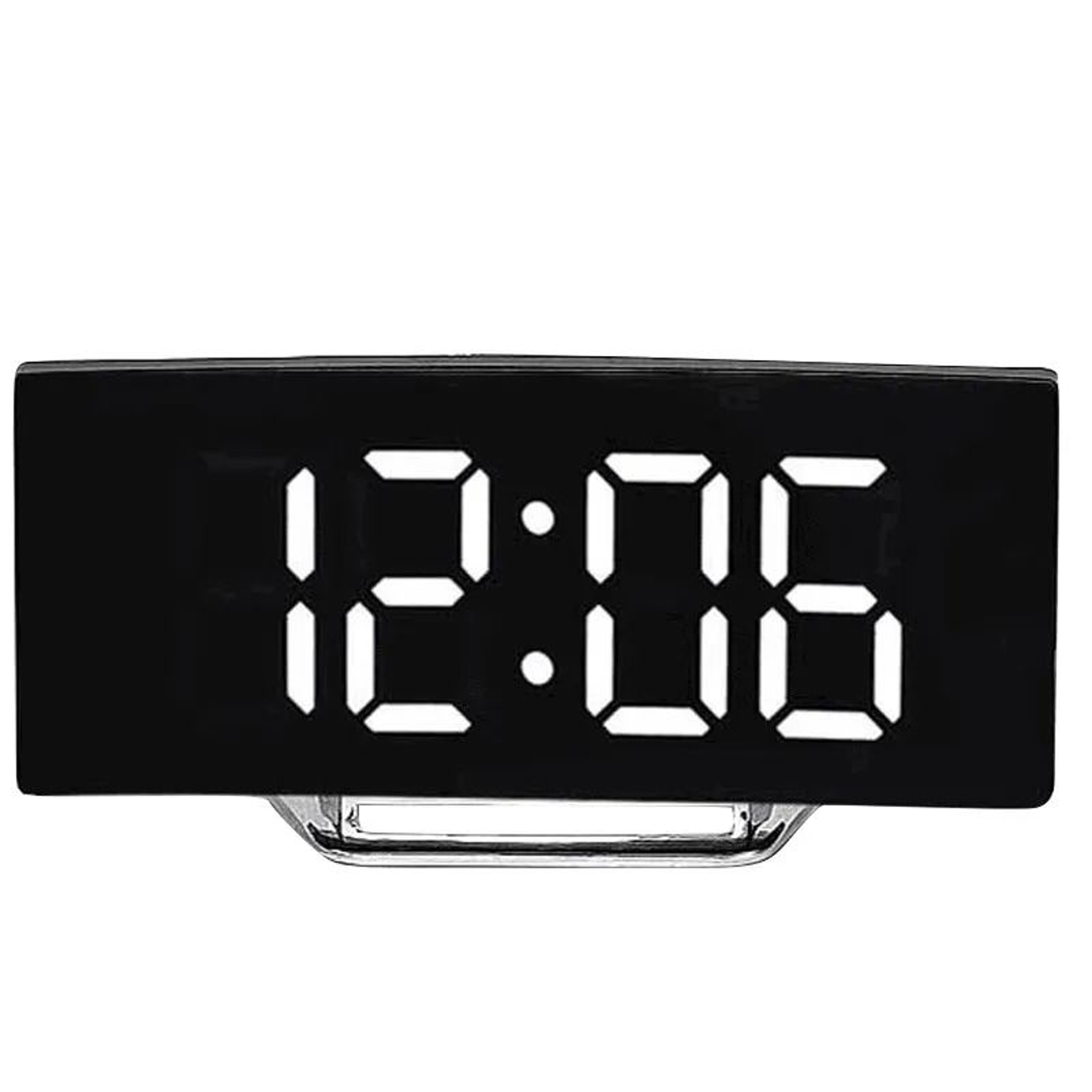 Modern LED Digital Alarm Clock With Curved Mirror Large Display 1