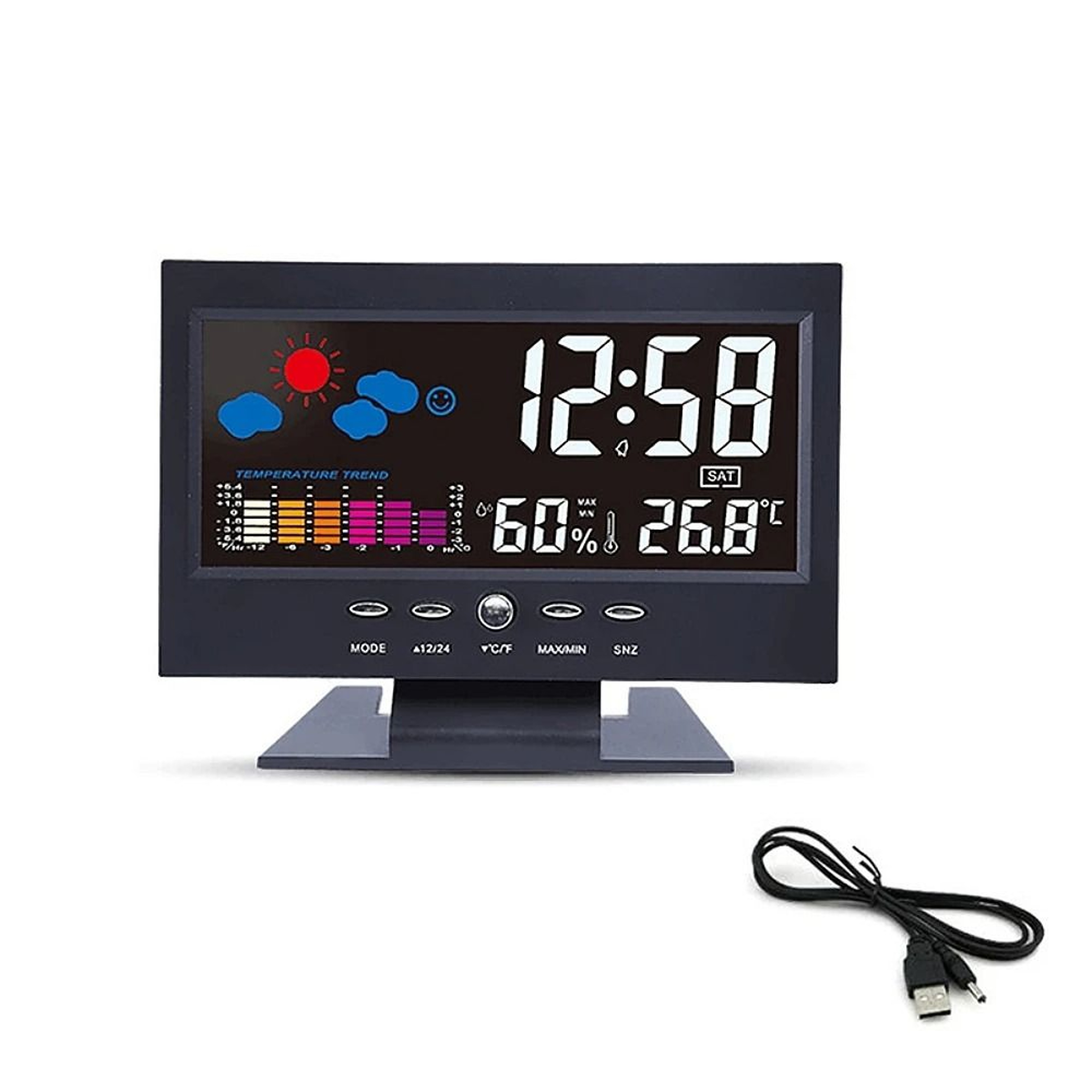 Smart Digital Weather Clock With Voice Control And Temperature Humidity Display 1