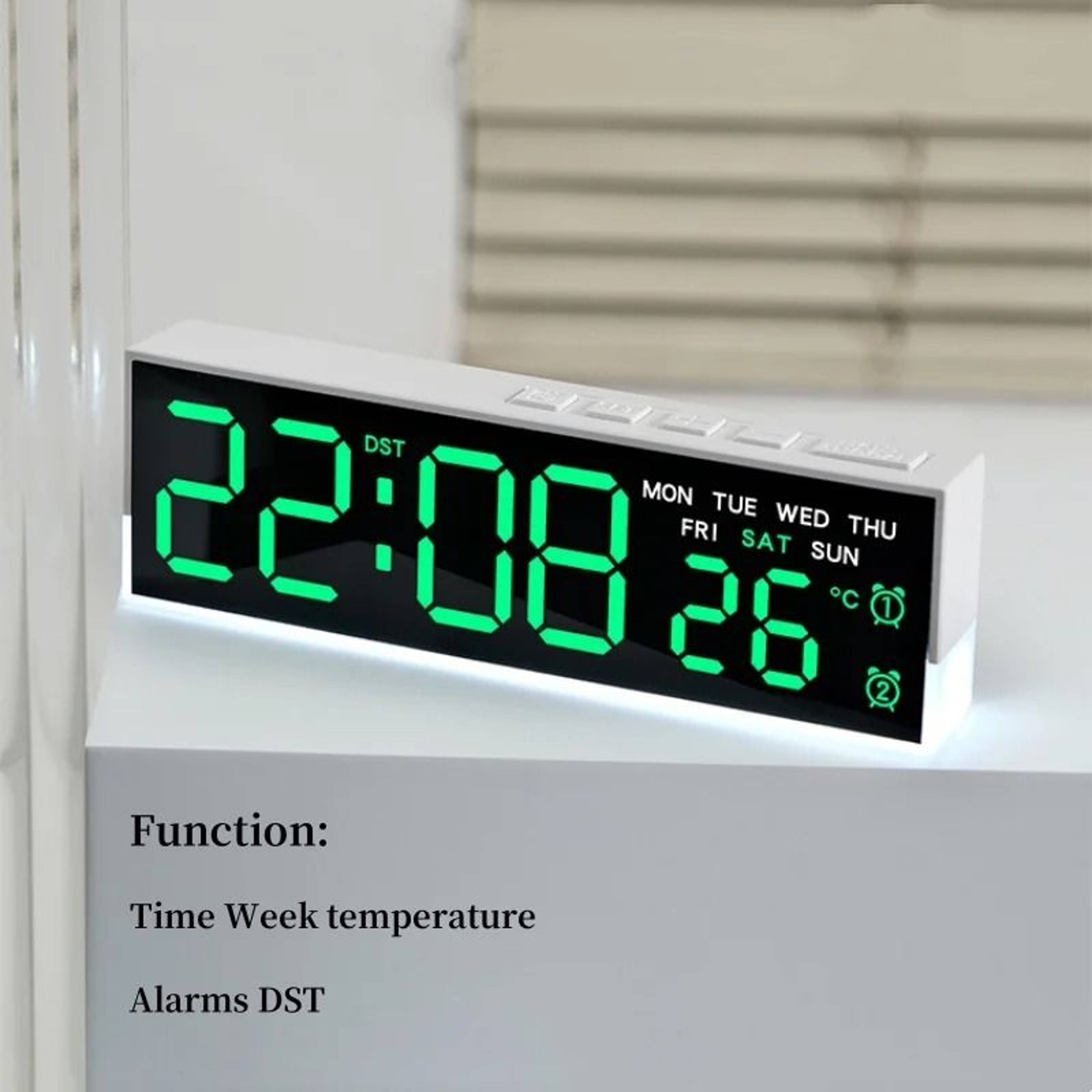 Modern LED Digital Alarm Clock With Dual Alarms And Ambient Light 11