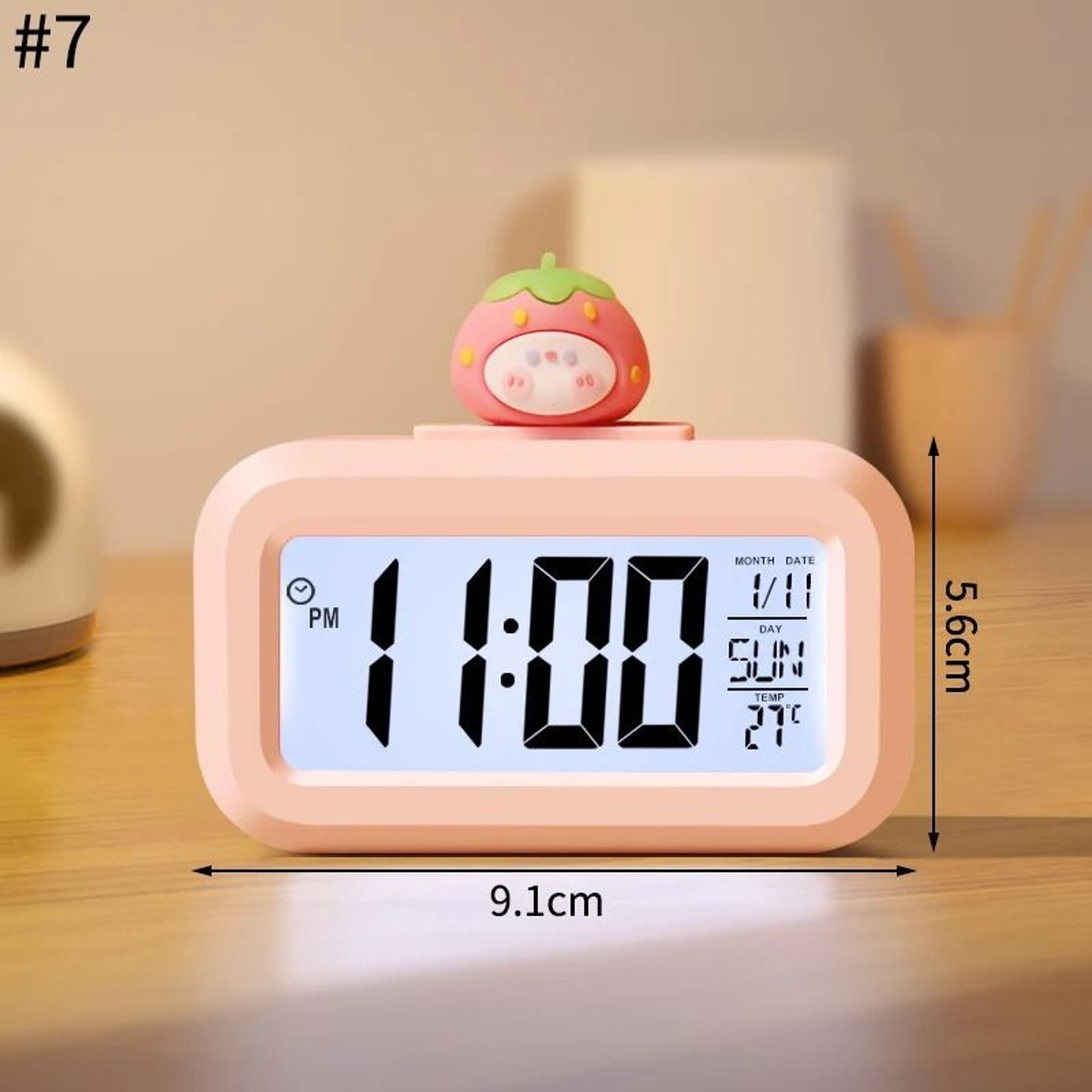 Cute Pig Alarm Clock With LED Display And Night Light 6