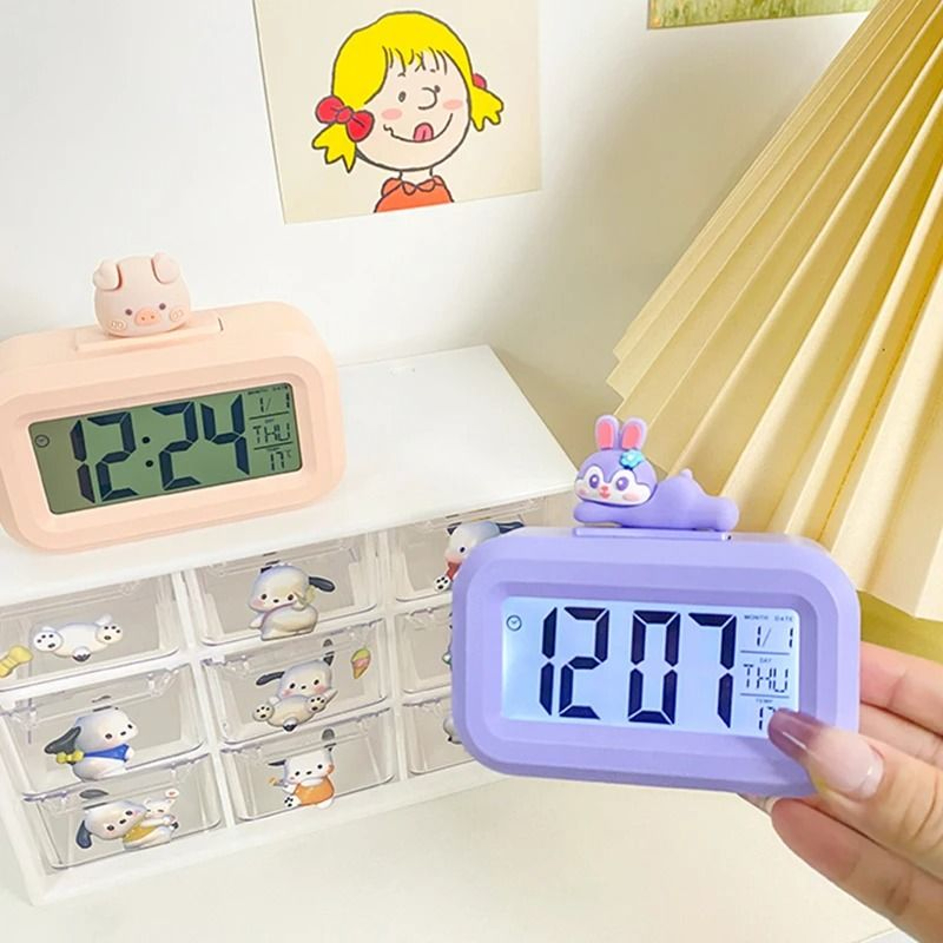 Cute Pig Alarm Clock With LED Display And Night Light 11