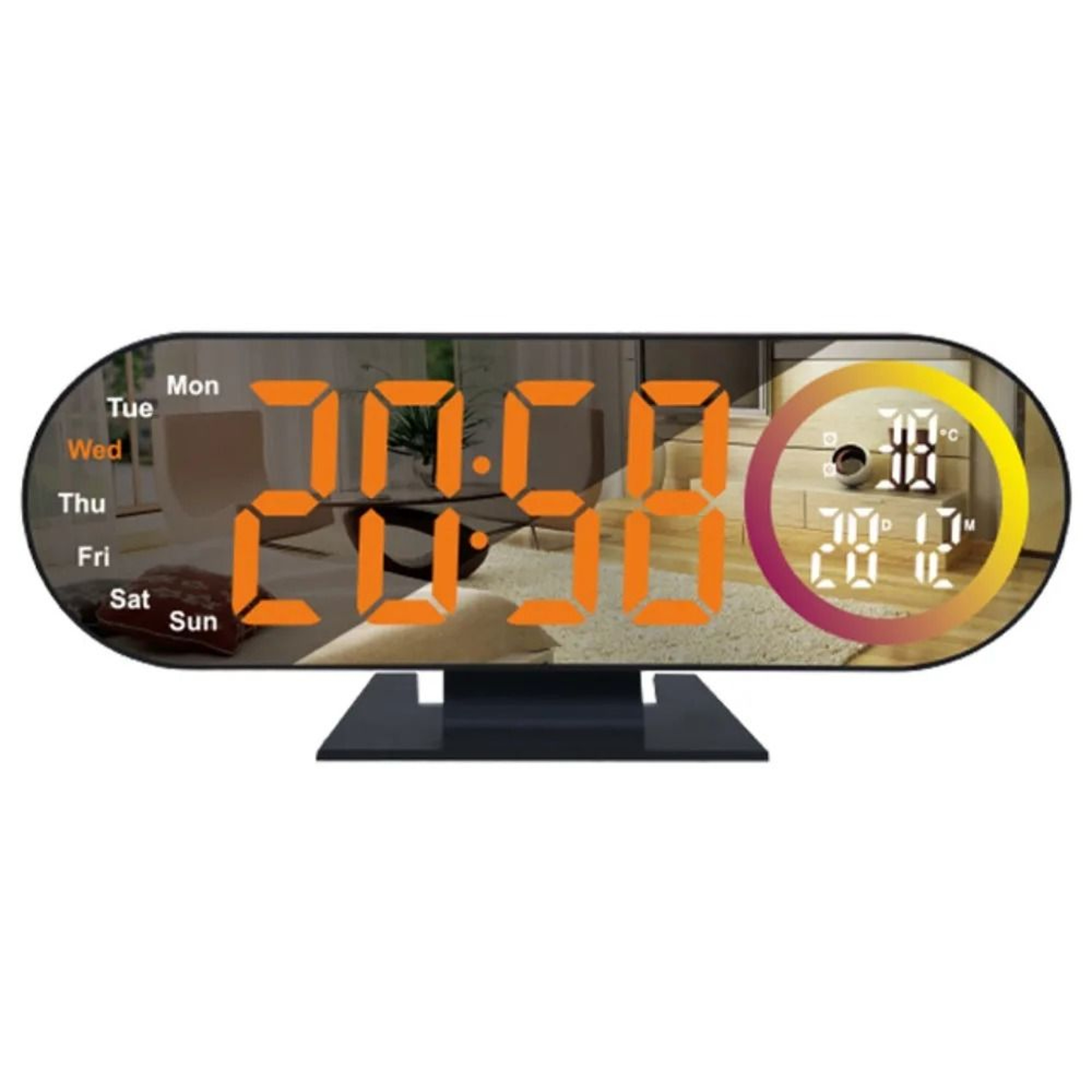 Modern LED Mirror Alarm Clock With RGB Mood Light And Voice Control 4