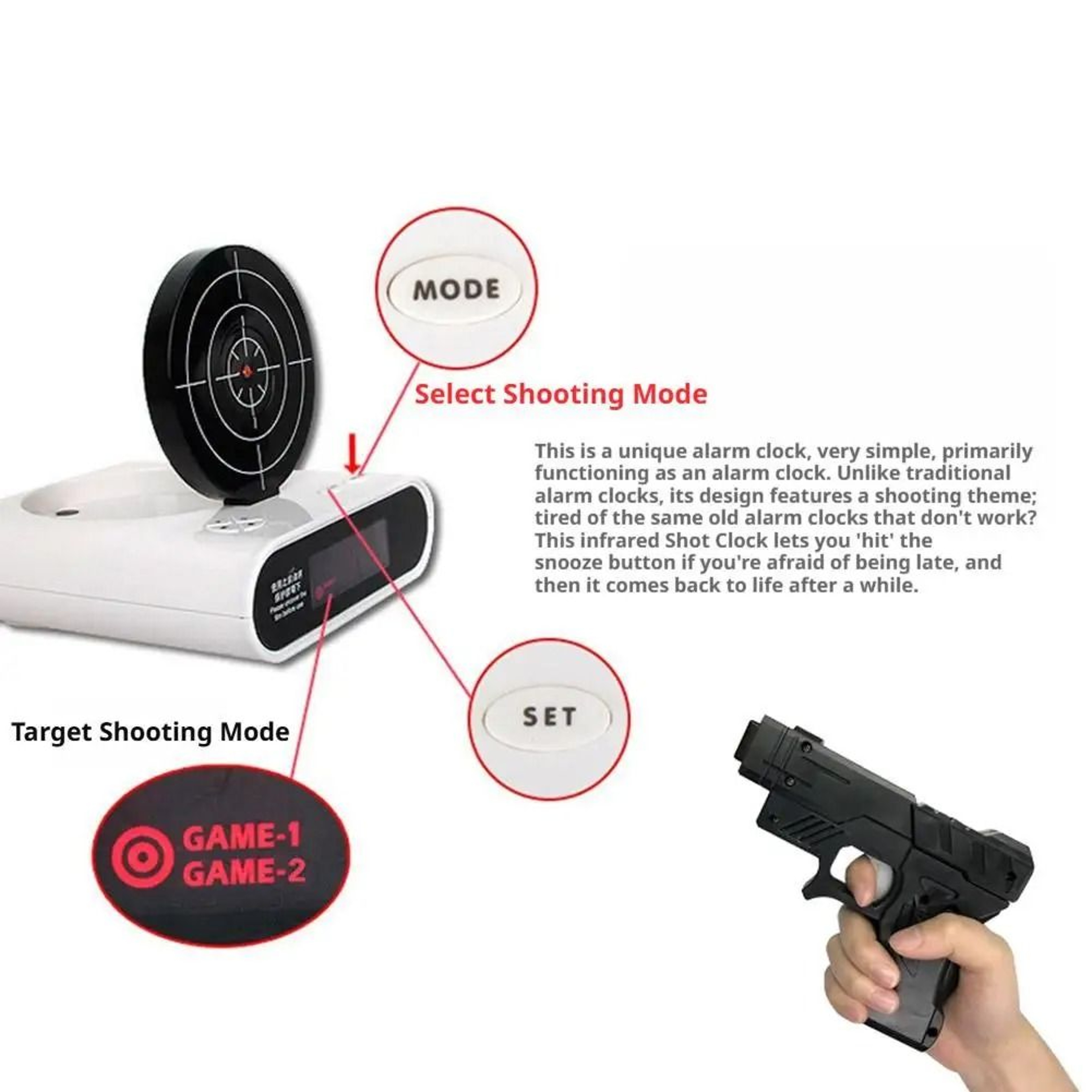 Interactive Target Digital Alarm Clock For Heavy Sleepers 6