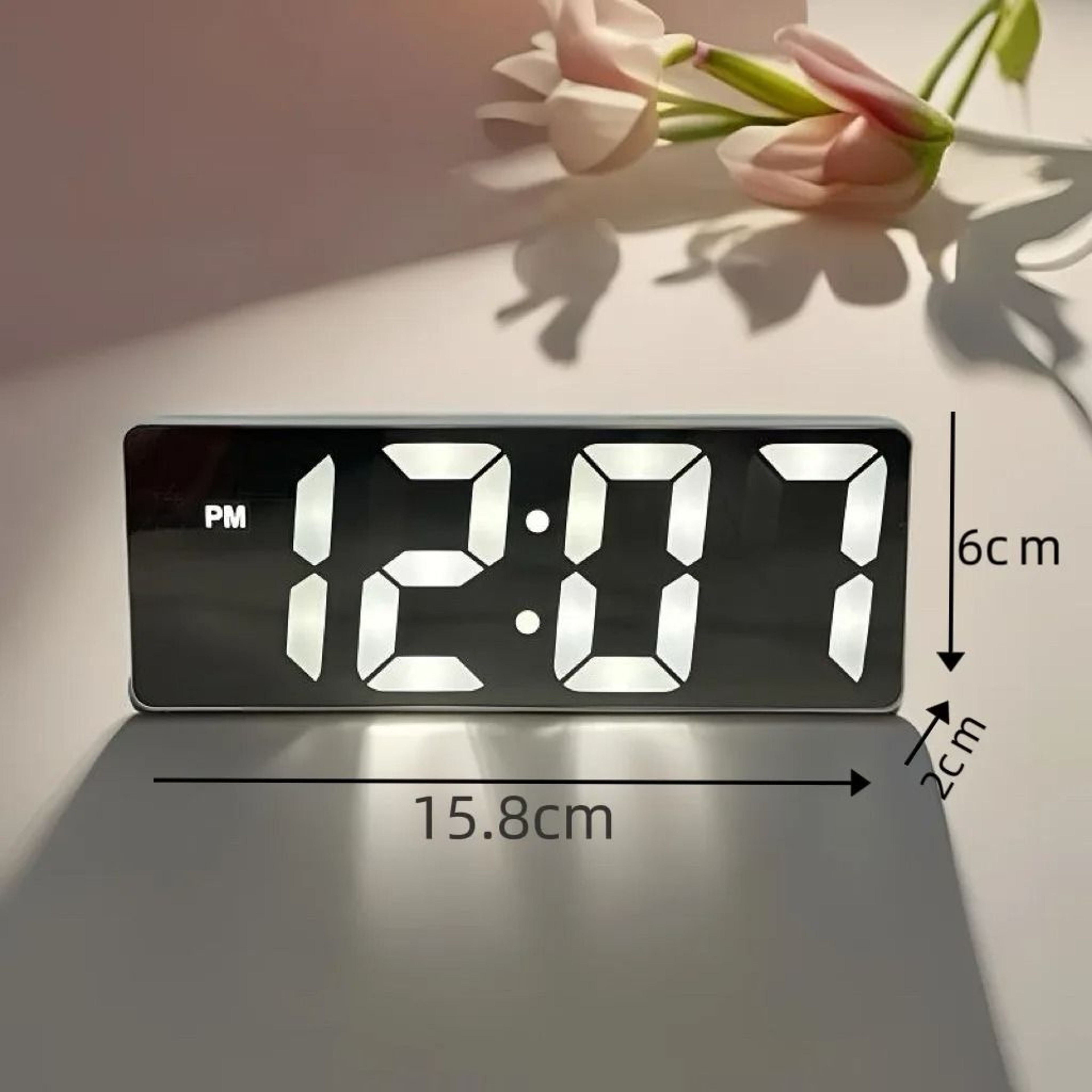 Smart Digital Wall Clock With Voice Control And LED Mirror Display 6