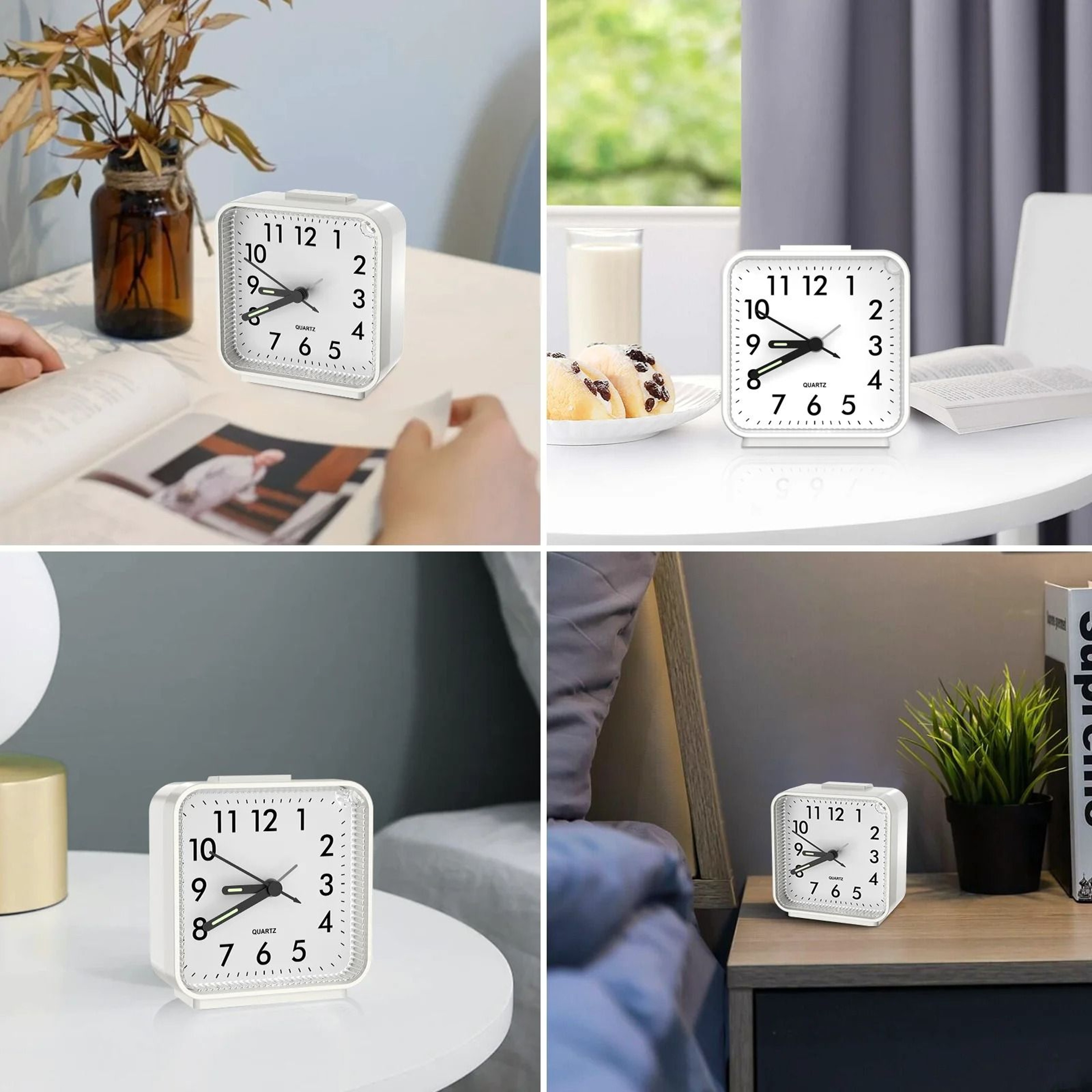ORIA Silent Analog Alarm Clock Portable Bedside Travel Clock 8