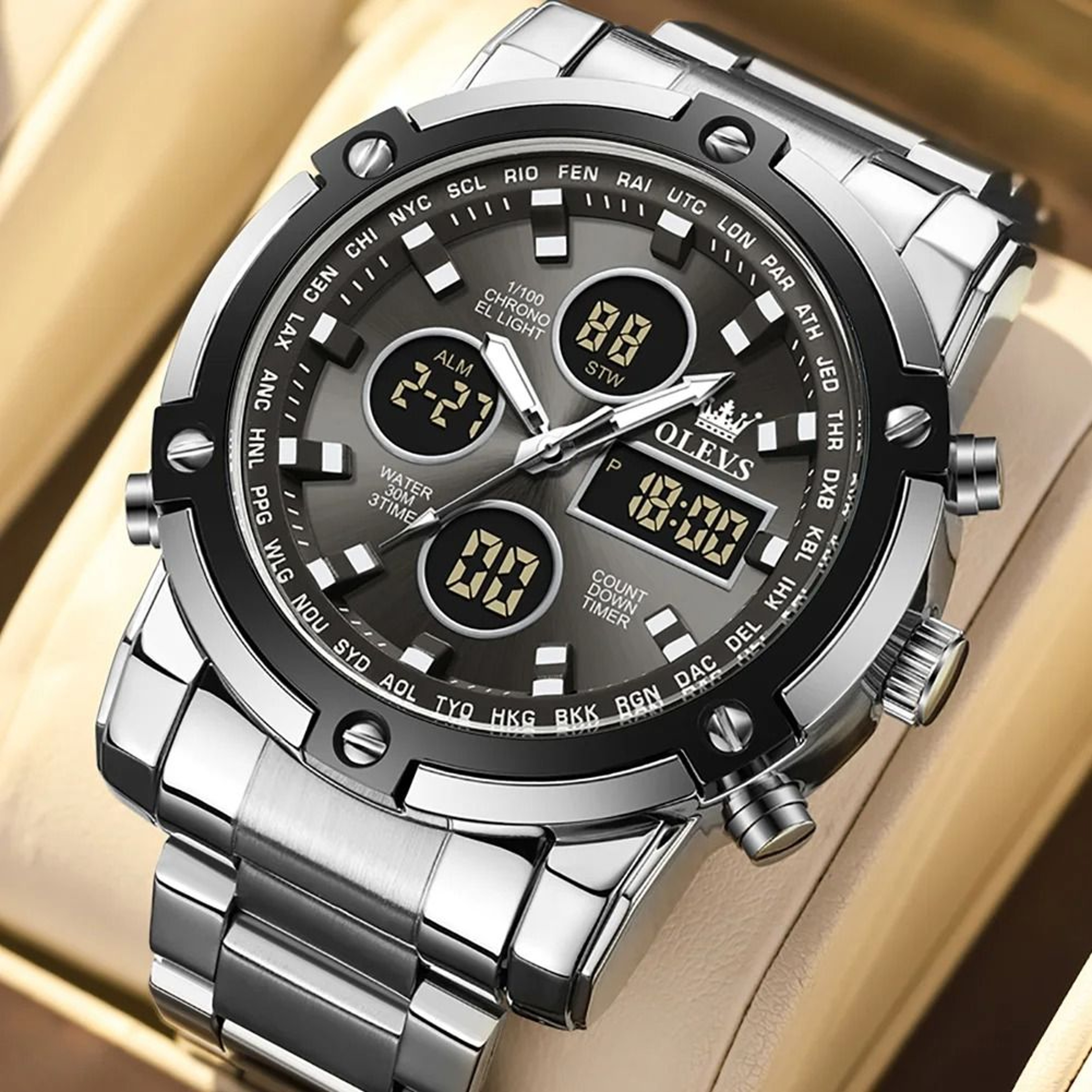 OLEVS Mens Multifunction Watch Waterproof Luminous Digital Wristwatch 4