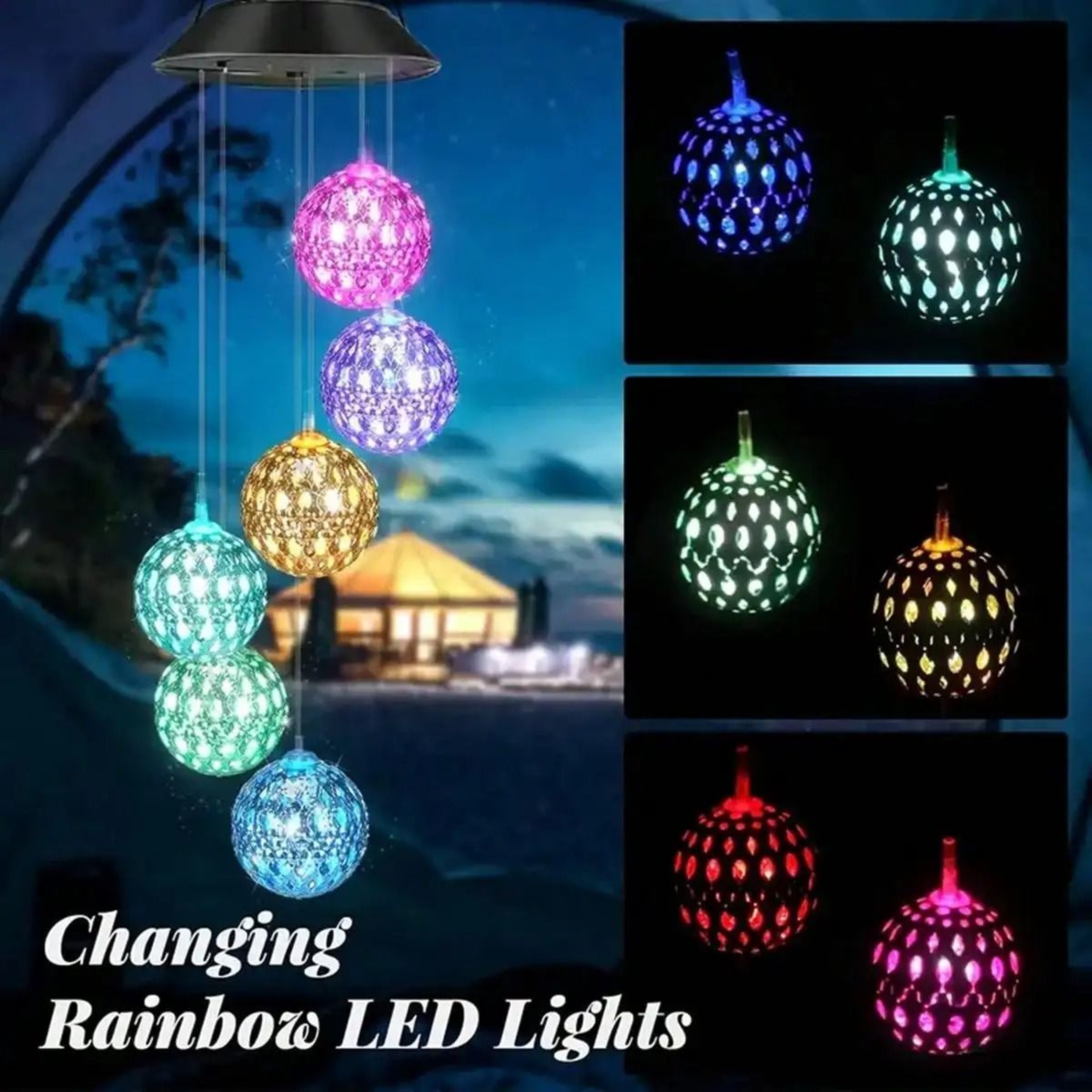 Solar Color Changing Wind Chimes With 6 LED Lights 14