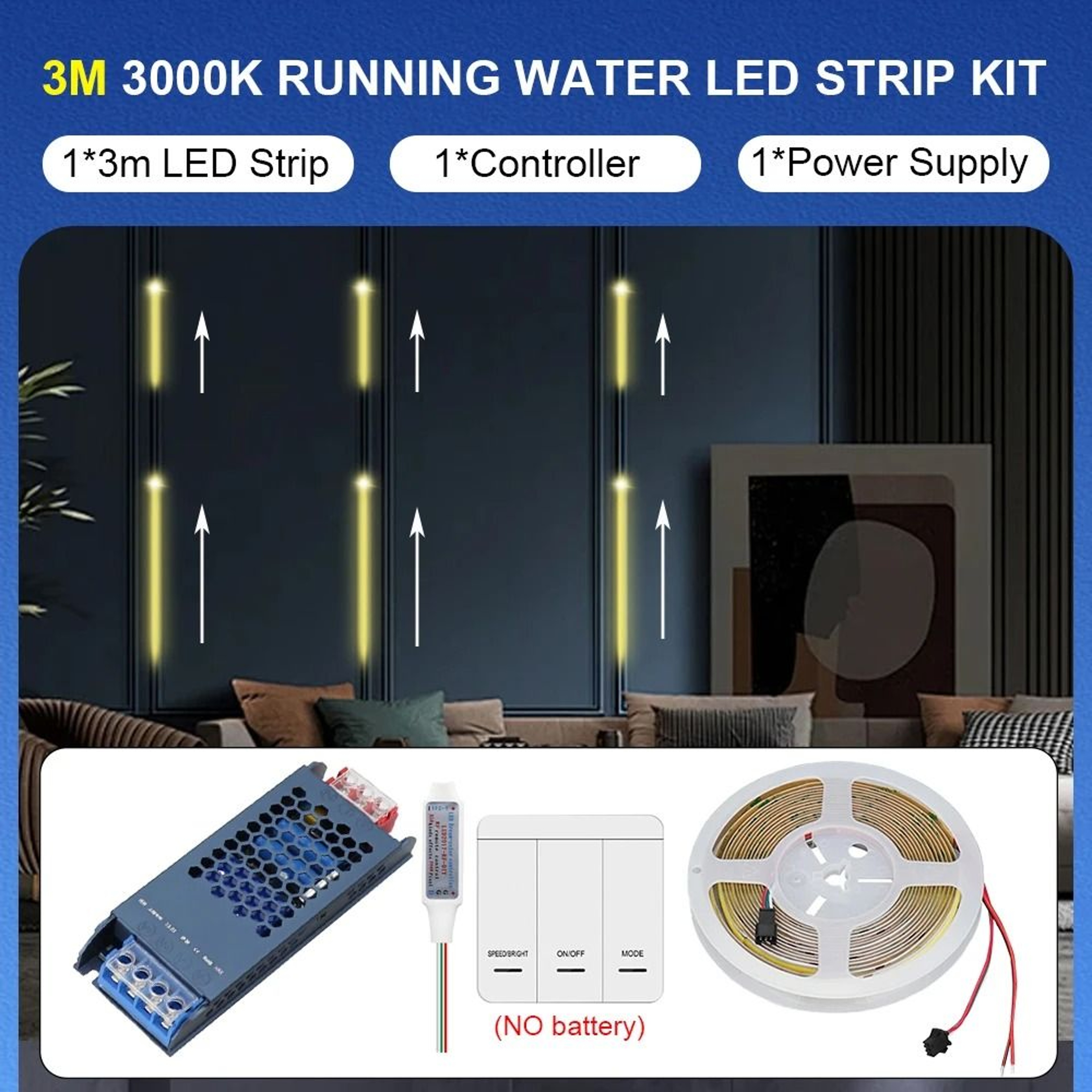 WS2811 Chasing LED Strip Light With Flowing White Effects 2