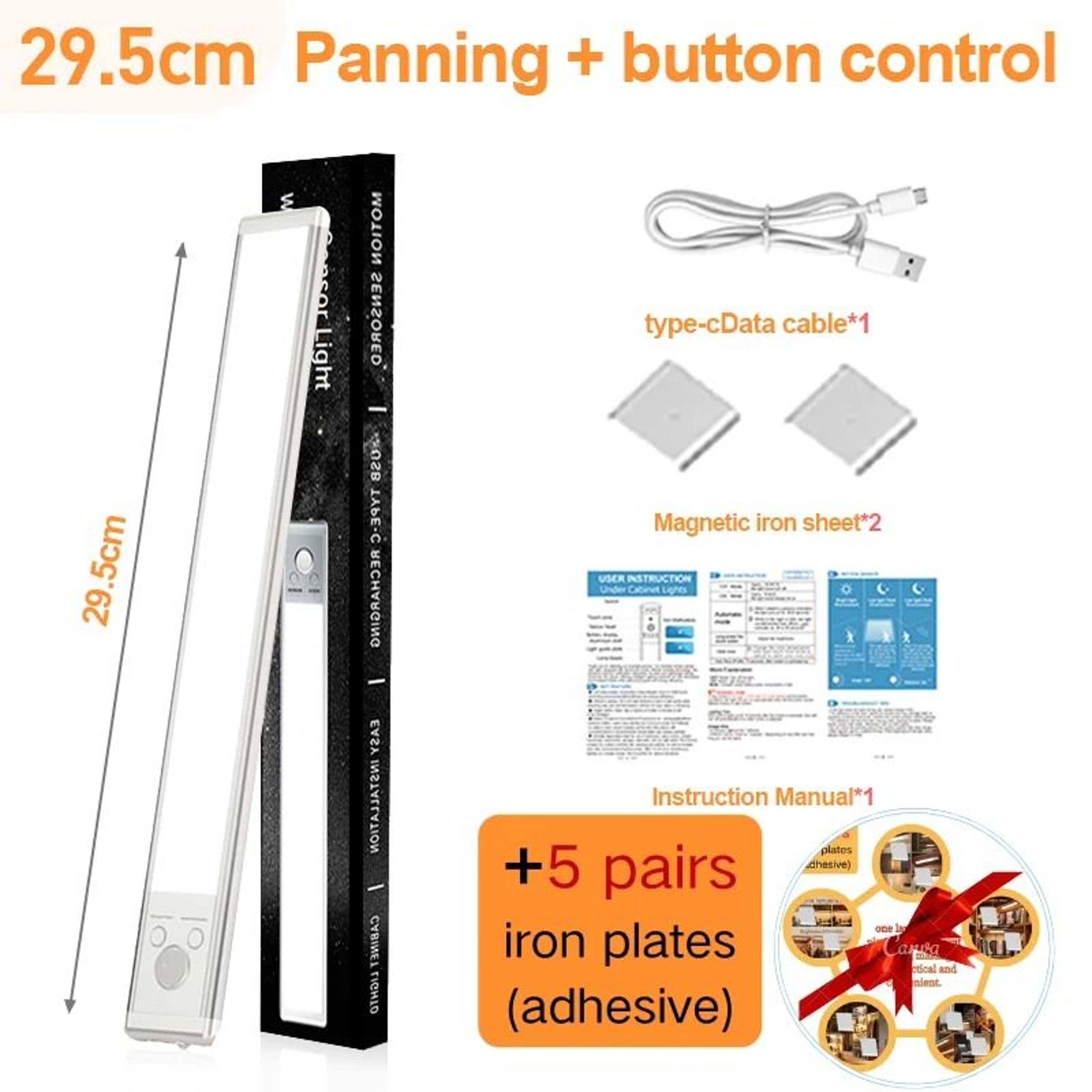 Rechargeable LED Touch Light 3Color Dimmable Cabinet Lamp 8