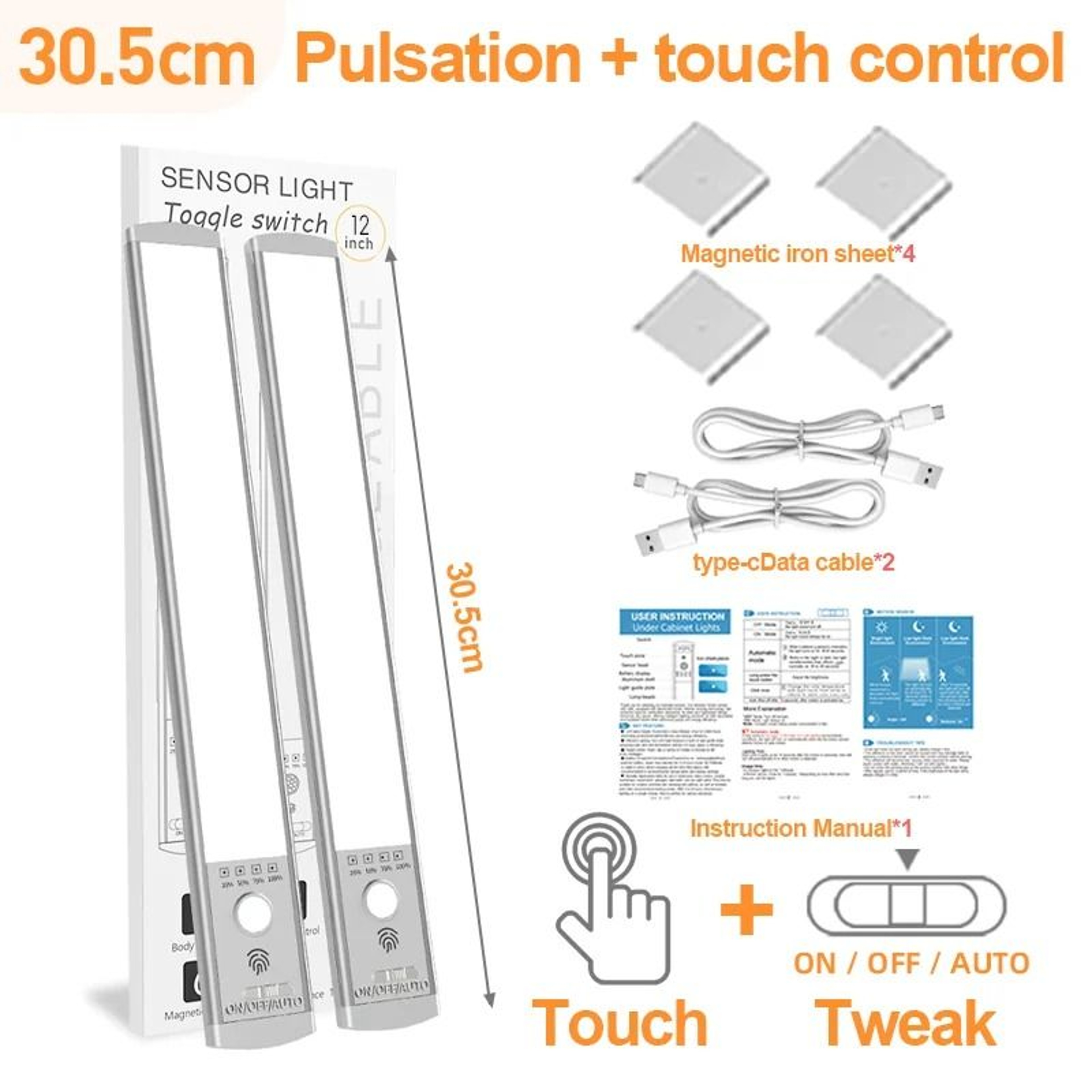 Rechargeable LED Touch Light 3Color Dimmable Cabinet Lamp 13