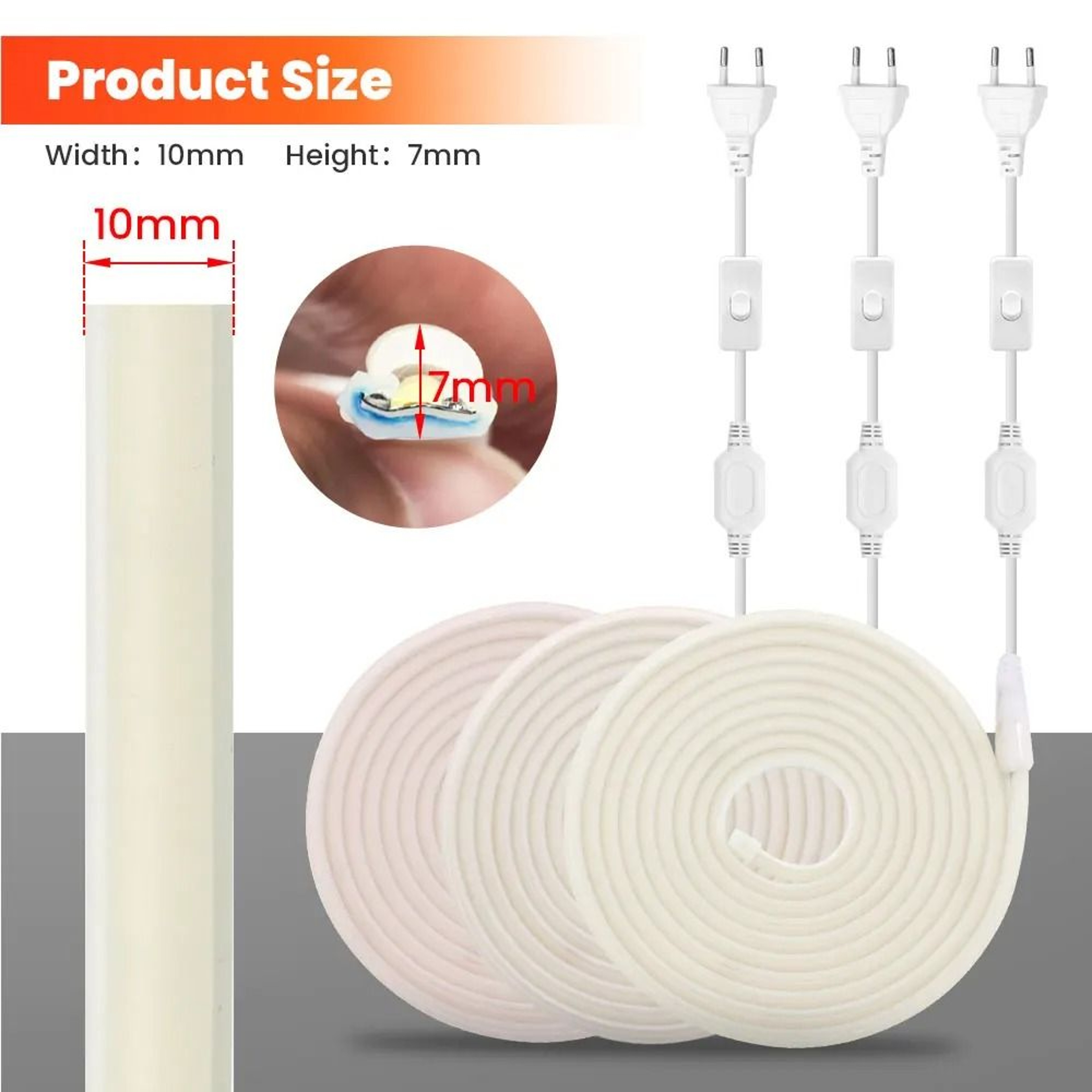 220V Waterproof COB LED Strip Flexible Neon Ribbon Light 13